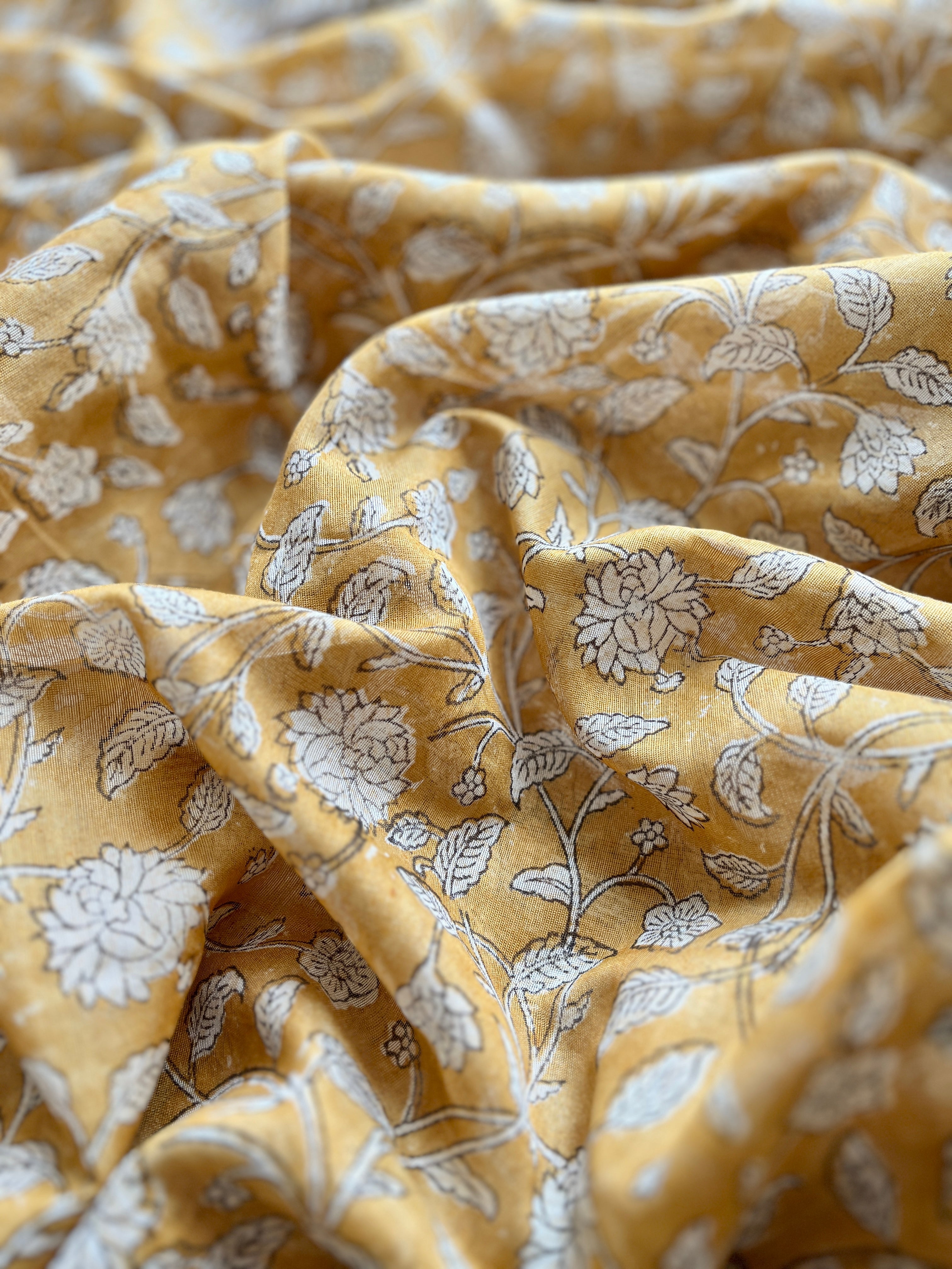 Yellow Kota Chanderi saree