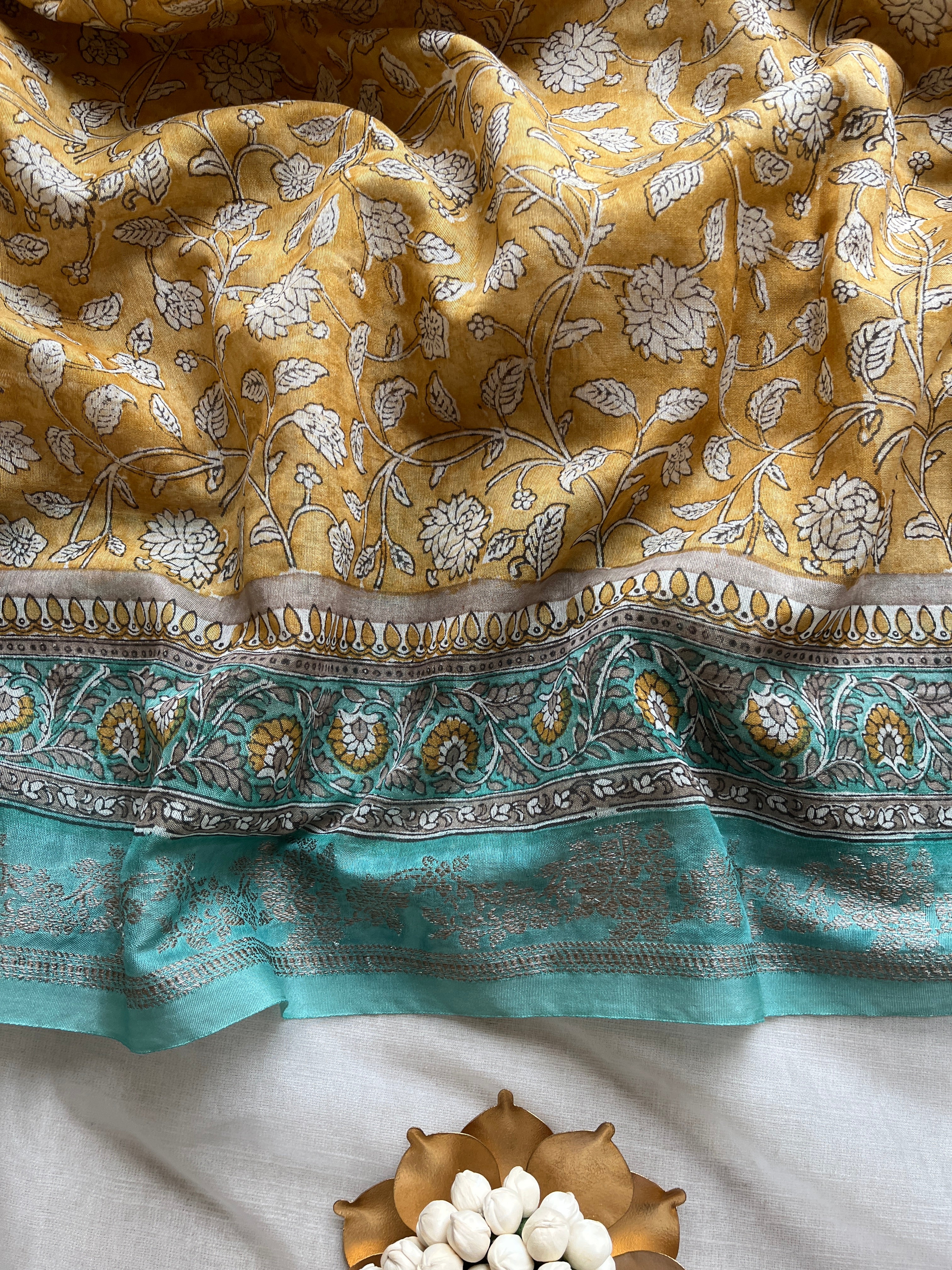 Yellow Kota Chanderi saree