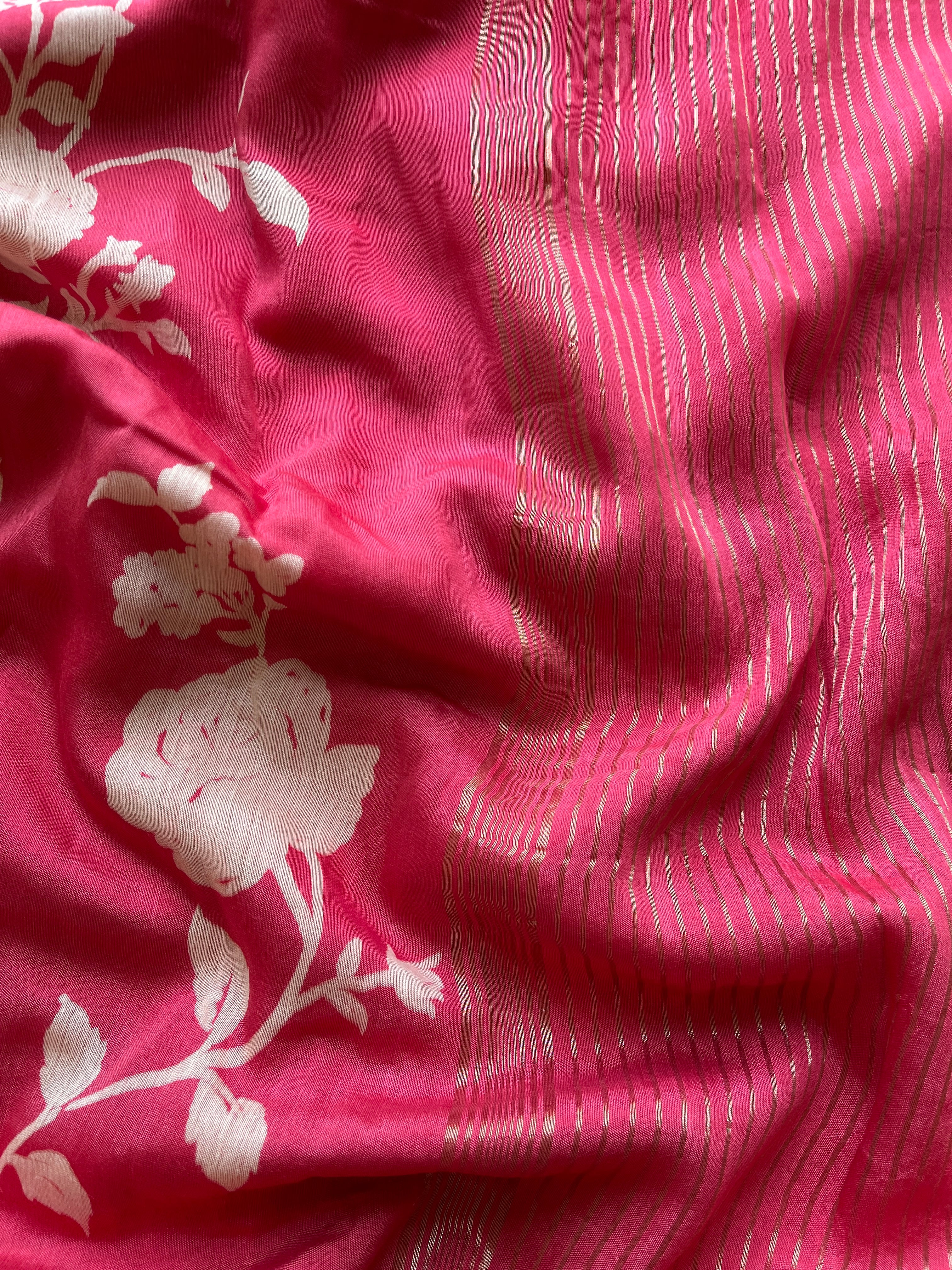 Peach Floral tissue silk saree