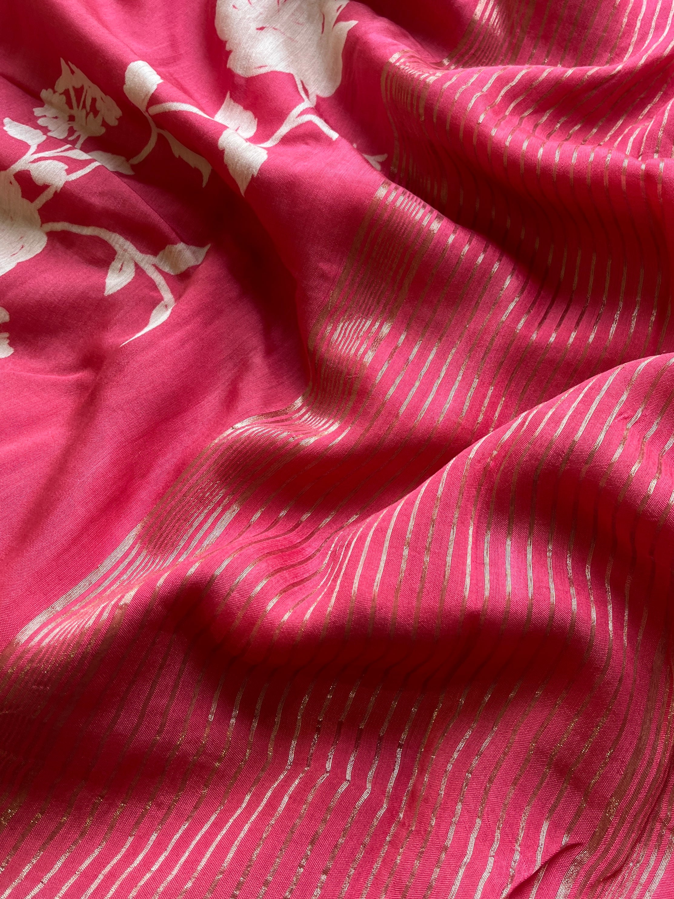 Peach Floral tissue silk saree