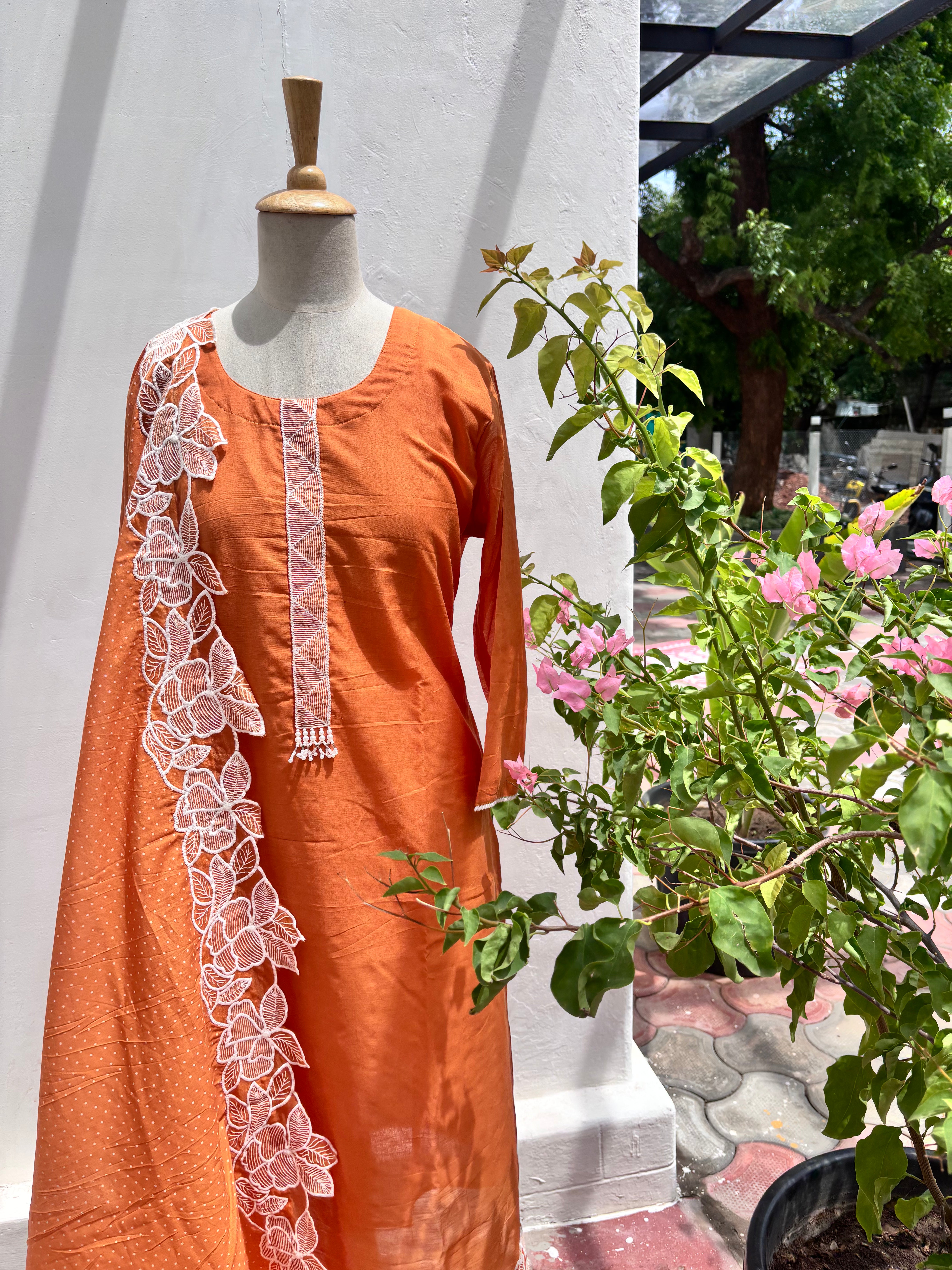 Orange Cotton  Readymade salwar set