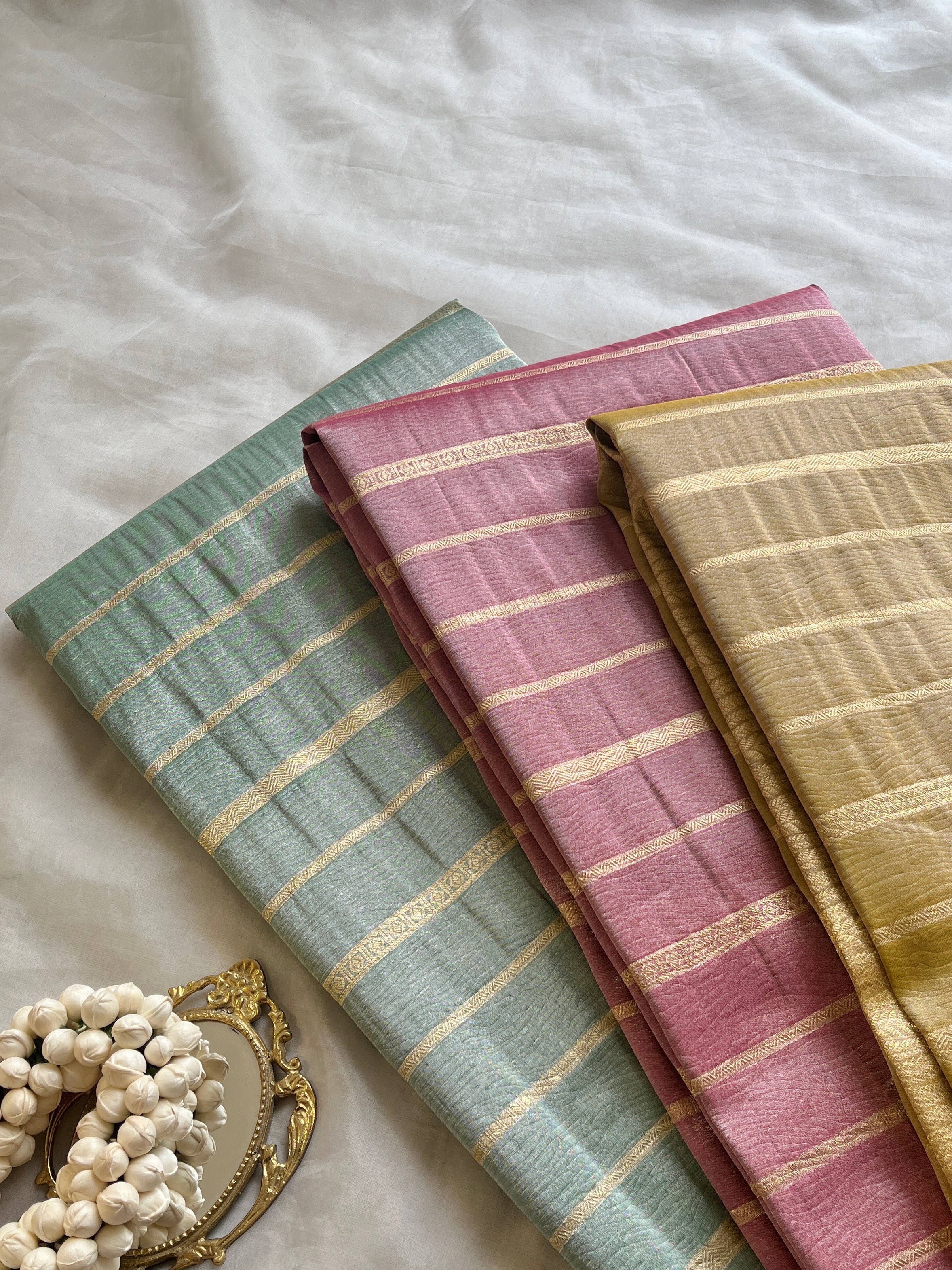 Mustard tissue silk saree
