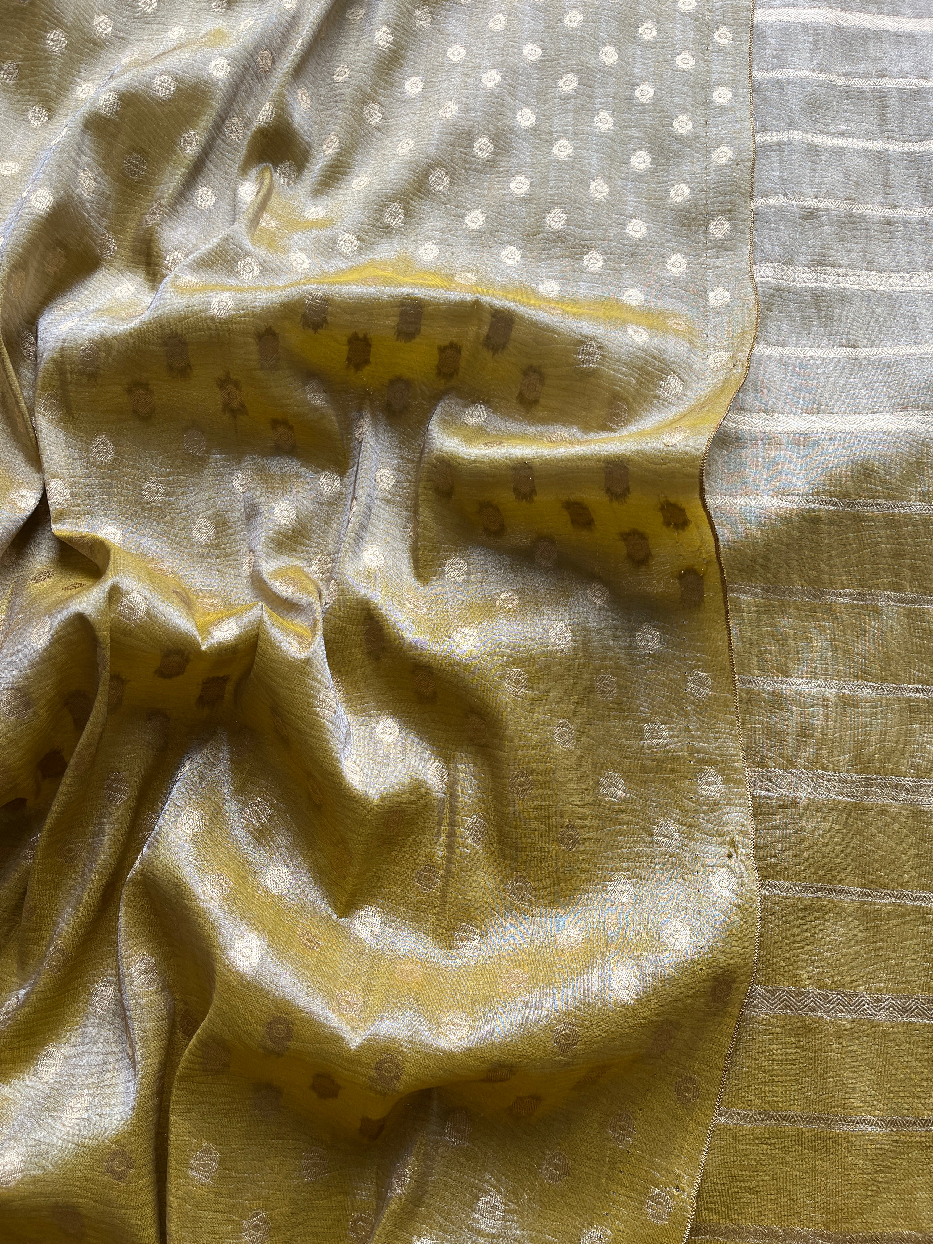 Mustard tissue silk saree