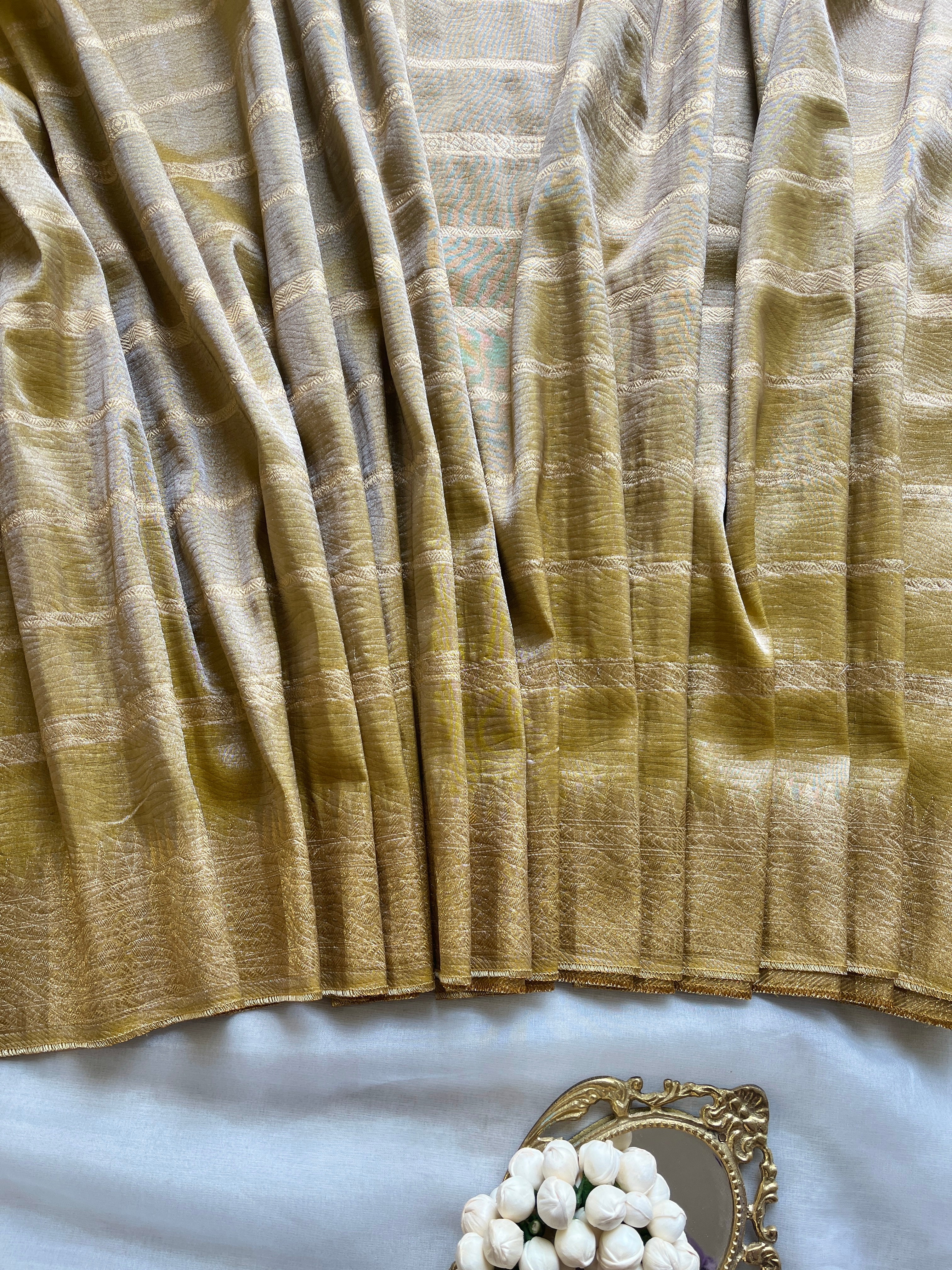 Mustard tissue silk saree