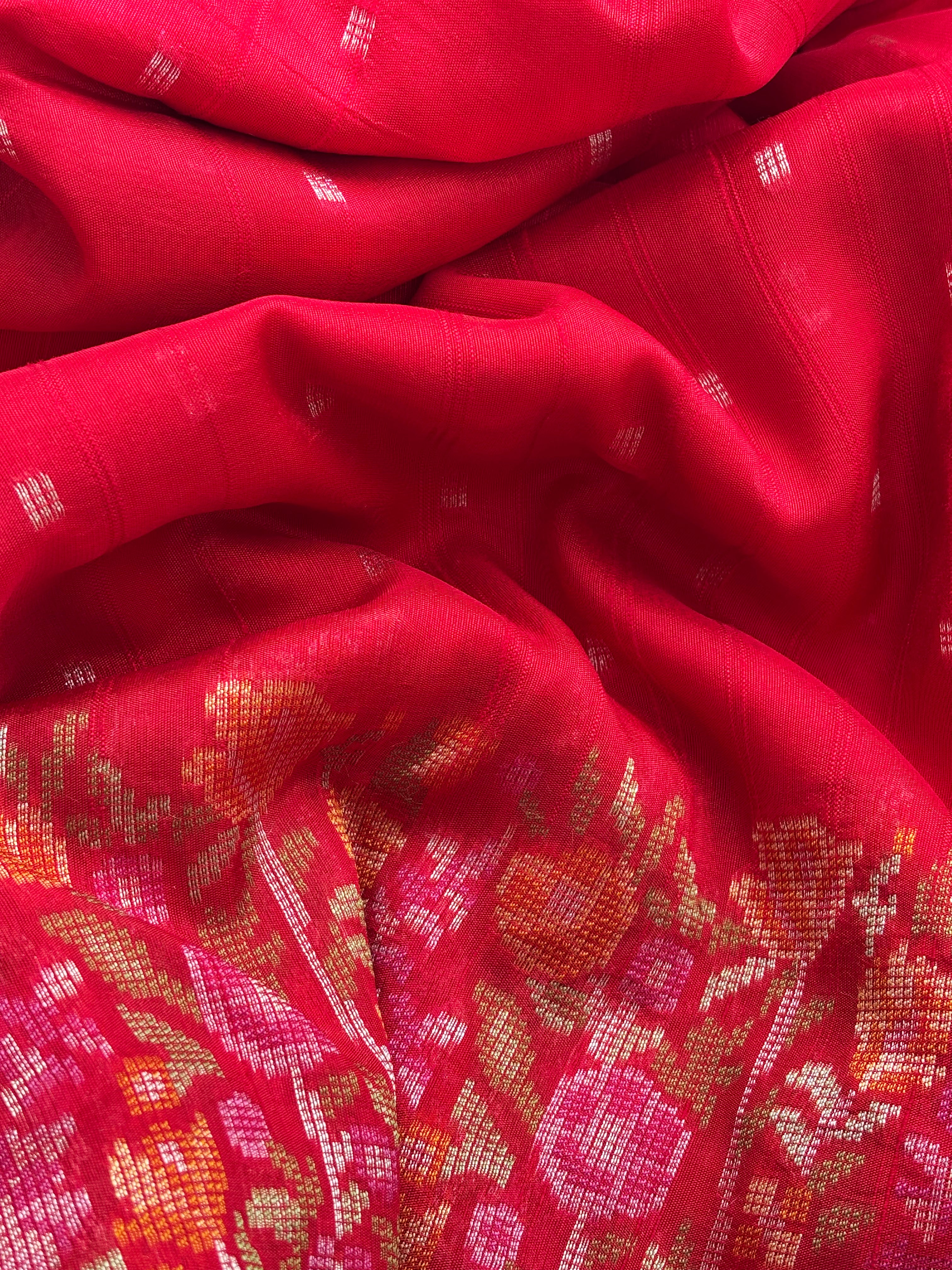 Red, Pink, Green, Purple & Blue Raw Silk Banarasi Saree