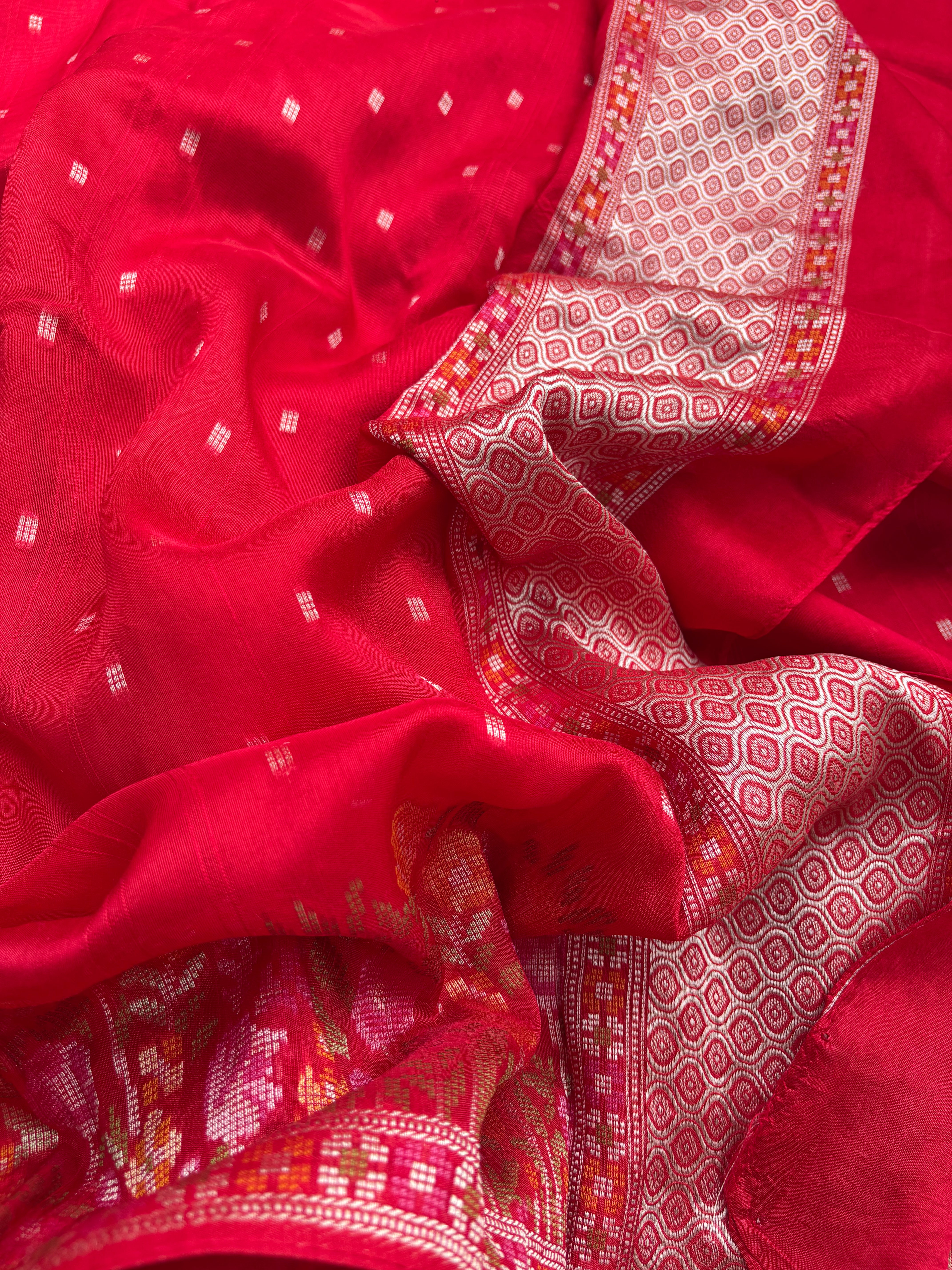 Red, Pink, Green, Purple & Blue Raw Silk Banarasi Saree