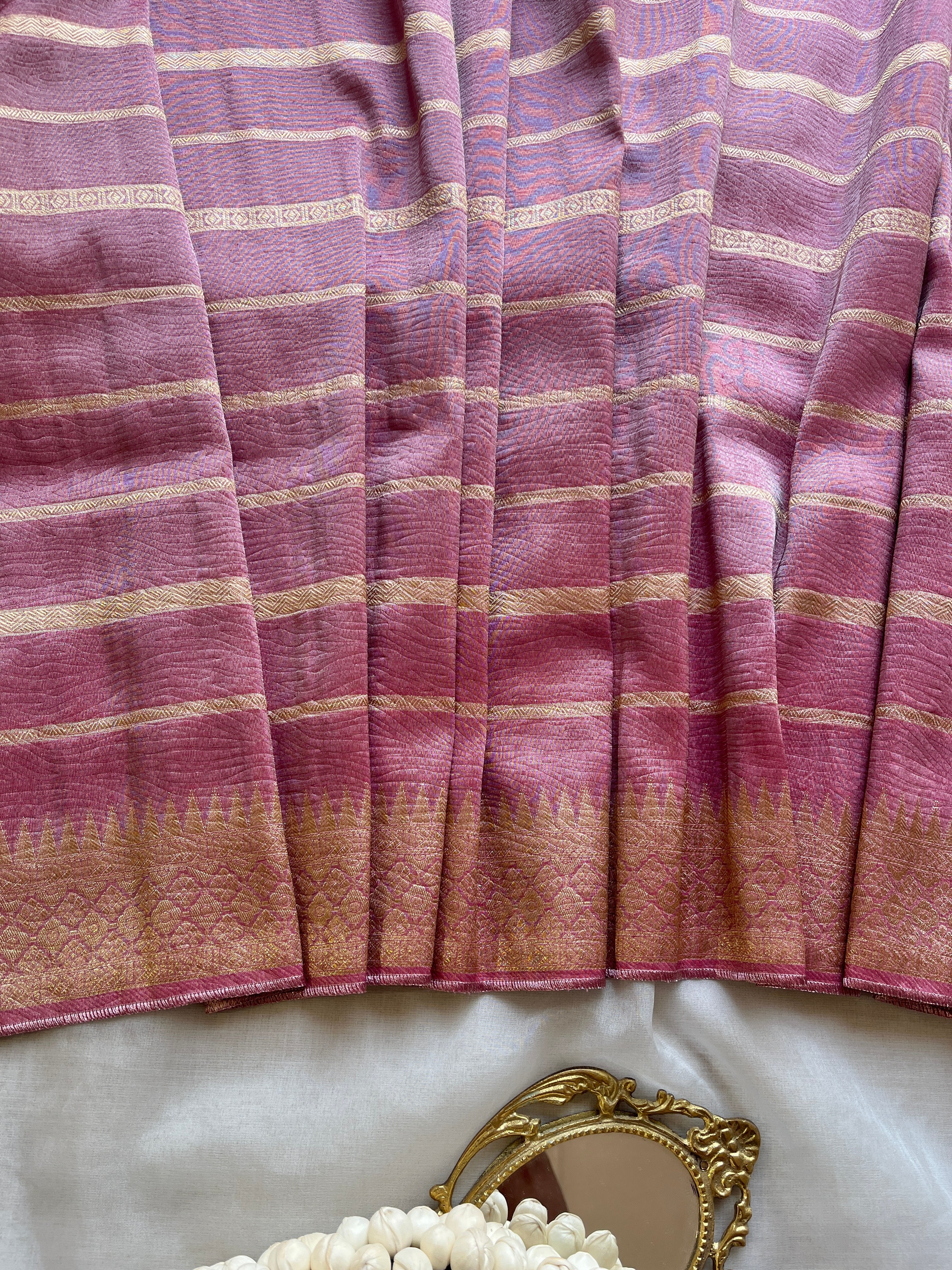 Onion Pink tissue silk saree