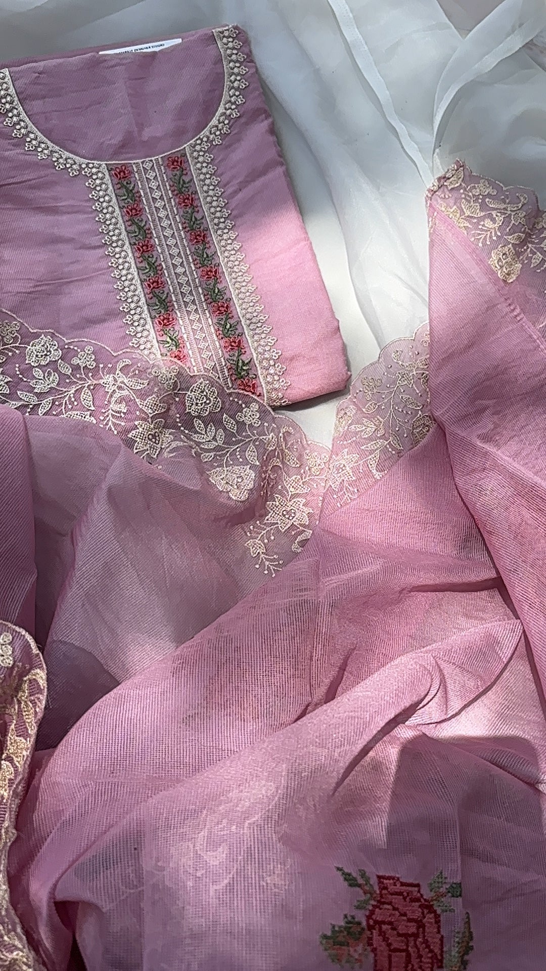 Pink & Yellow Kota unstitched salwar set