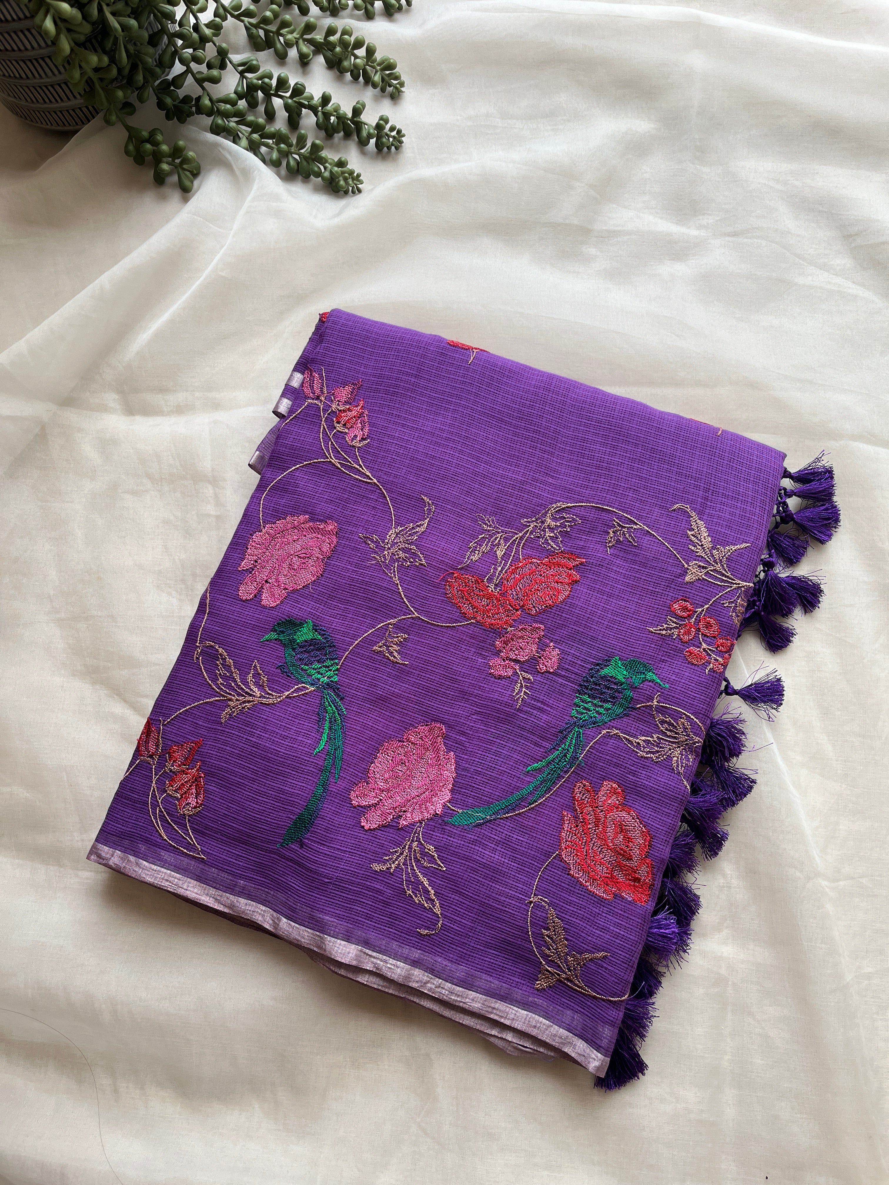 Purple Pure cotton kota saree