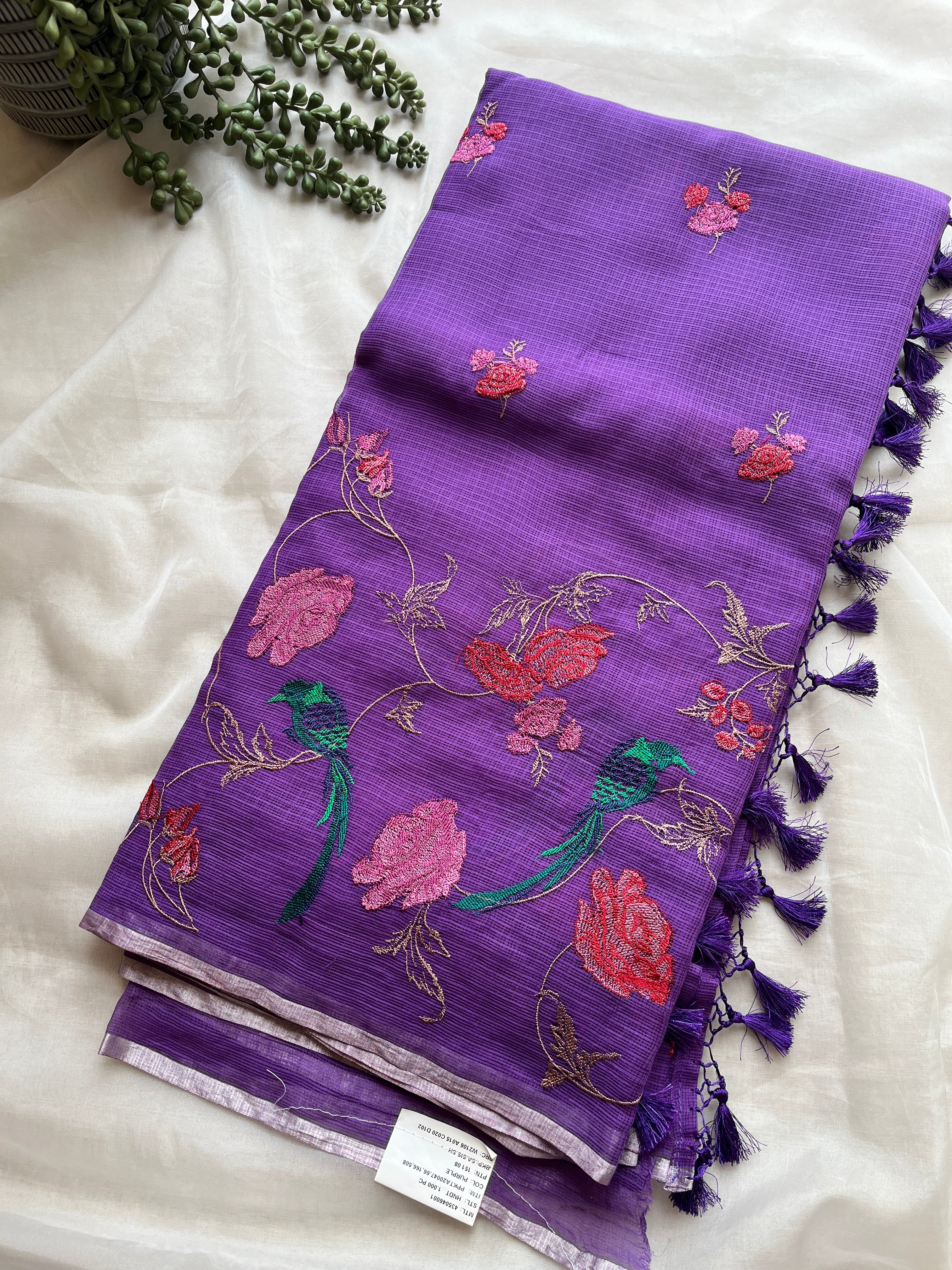 Purple Pure cotton kota saree