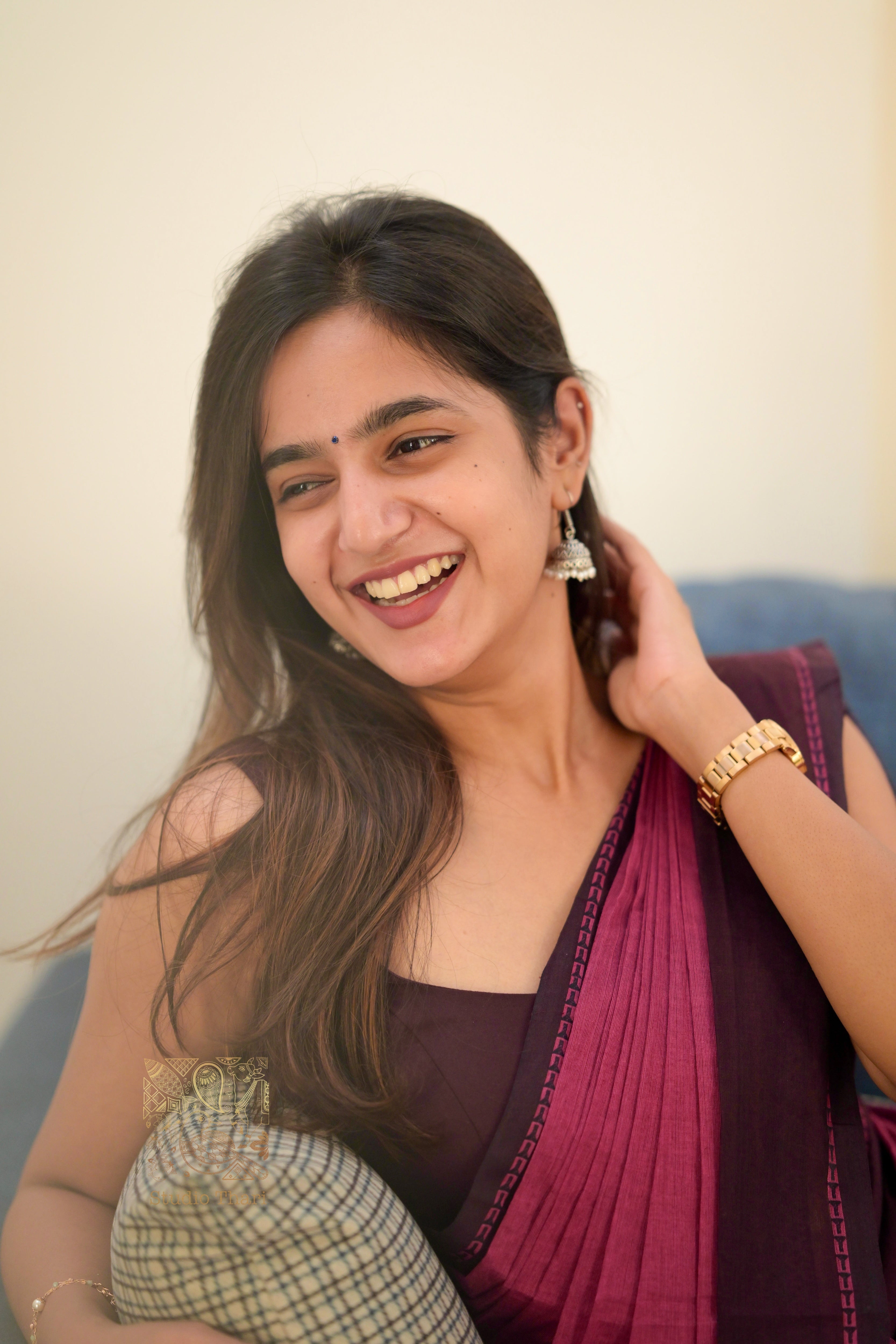 Dark Pink & Brown “Parvati” Bold and Beautiful Chettinad cotton saree