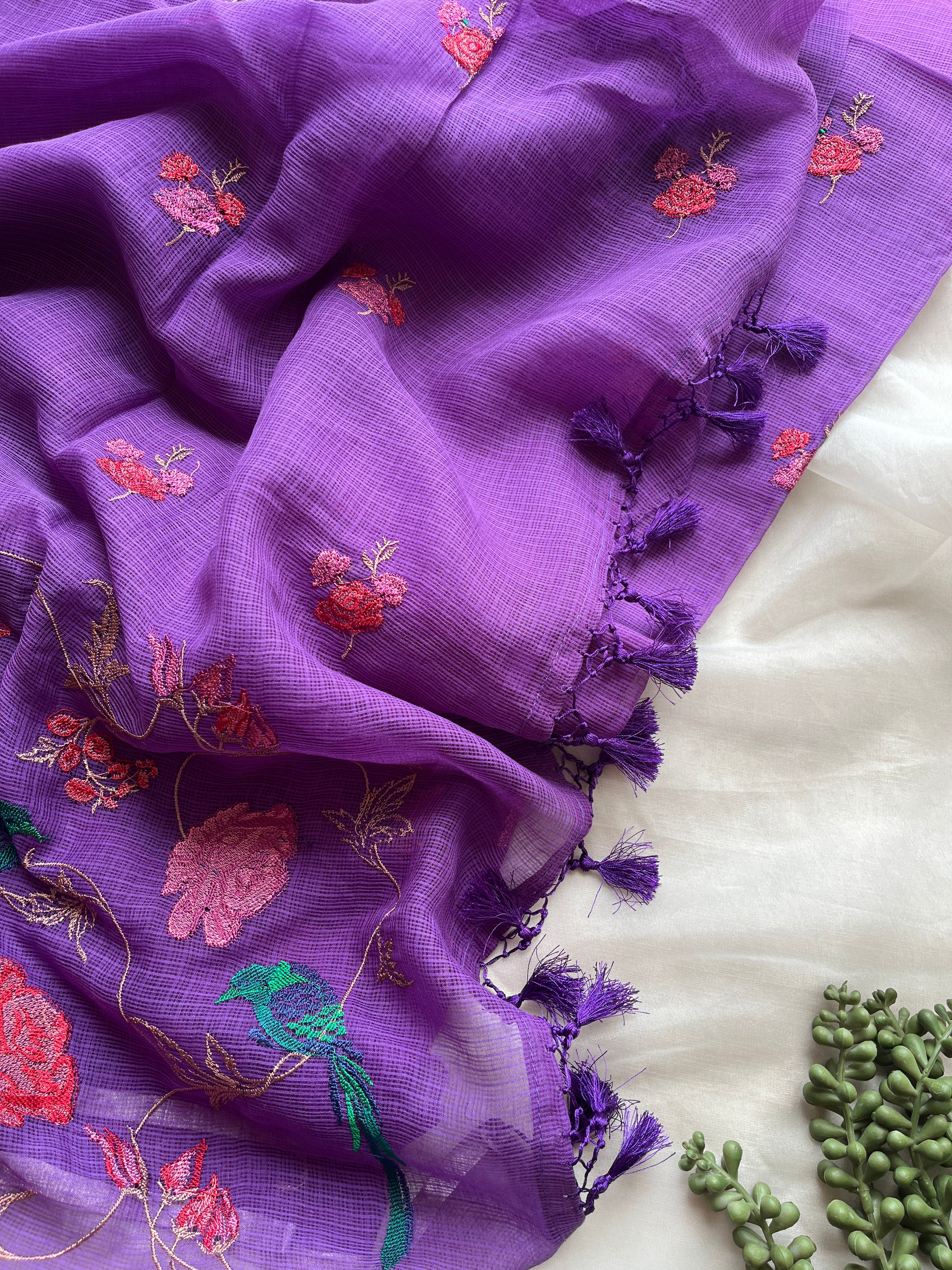 Purple Pure cotton kota saree