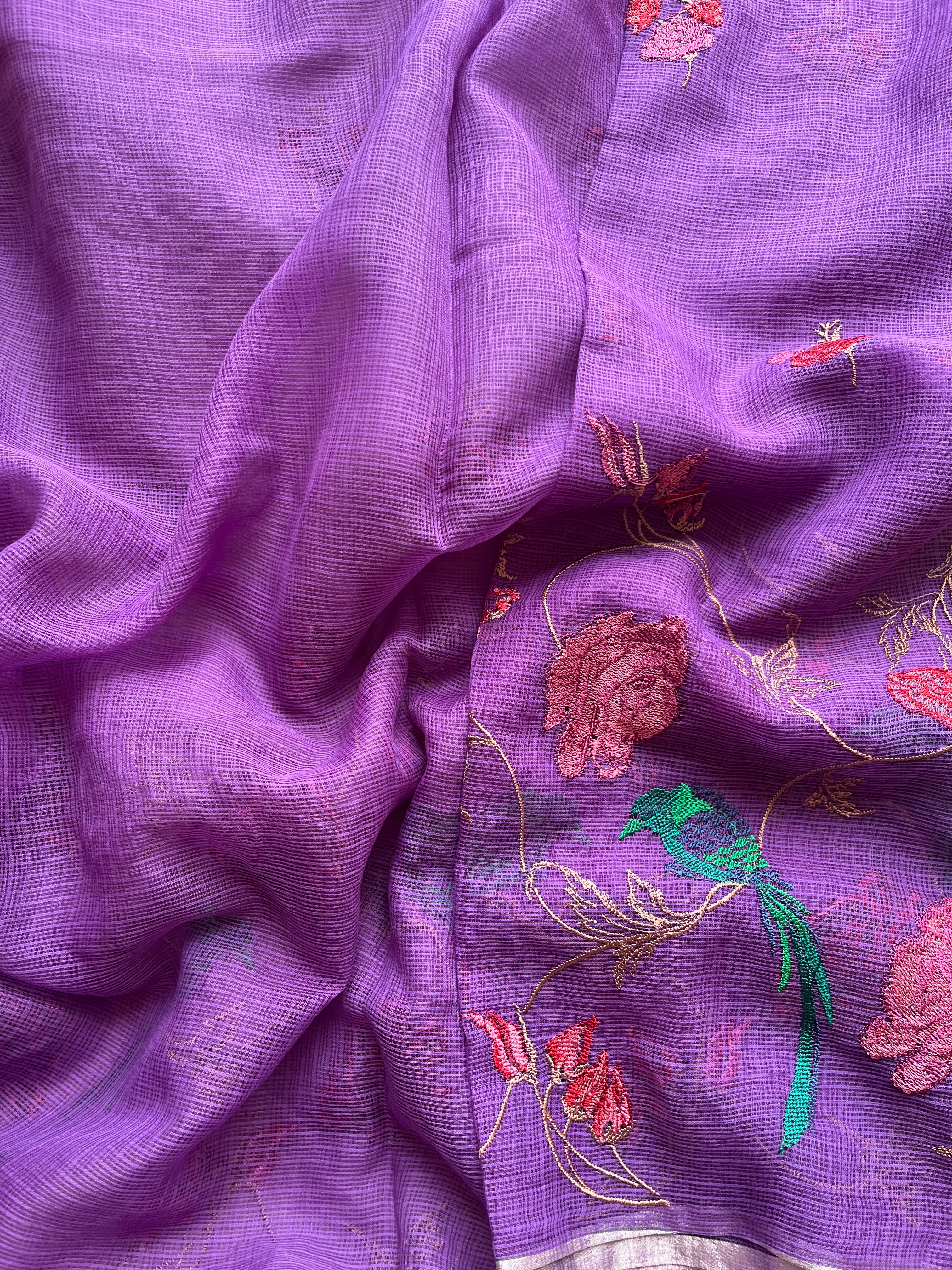 Purple Pure cotton kota saree