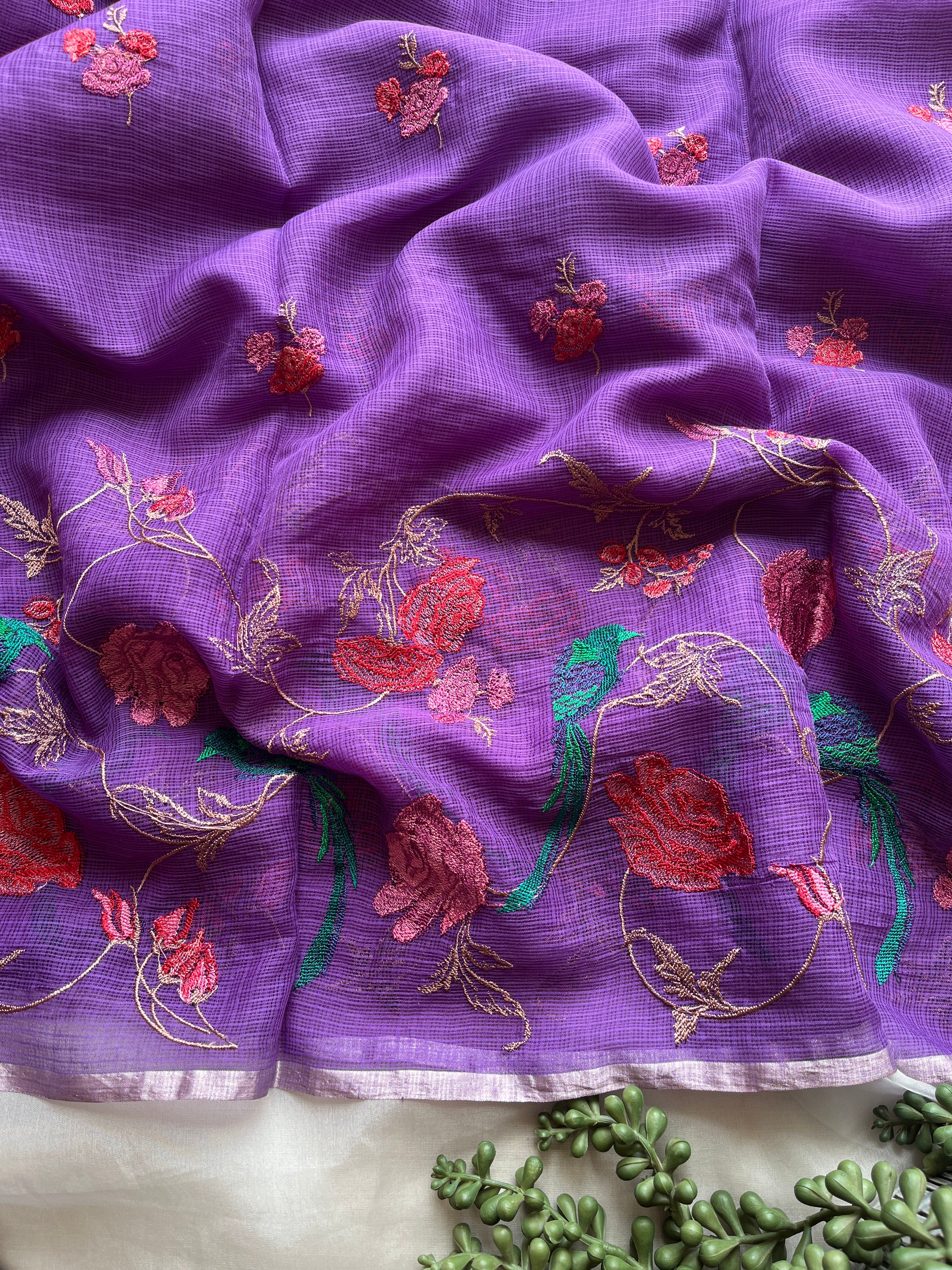 Purple Pure cotton kota saree