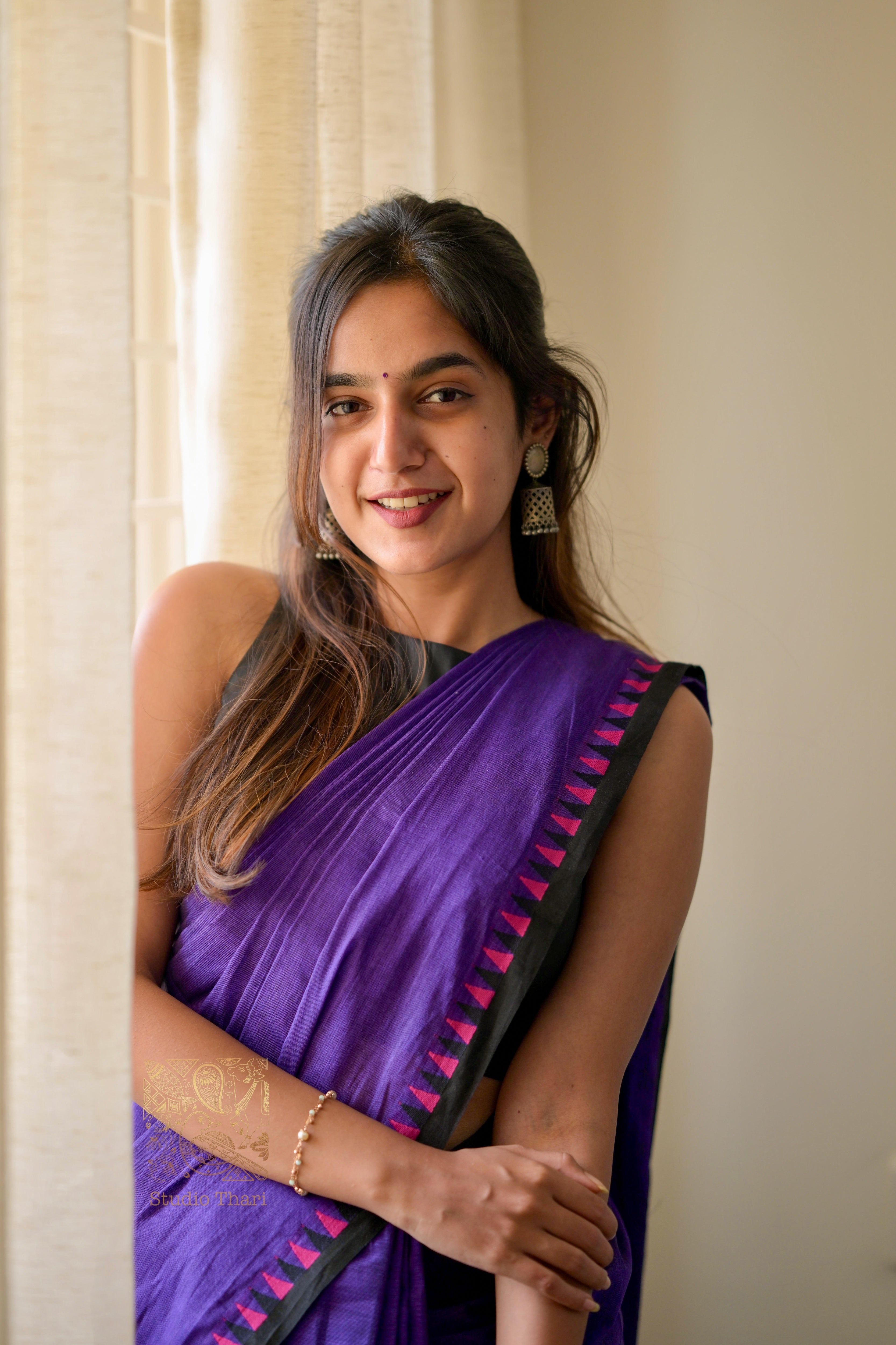 Purple “Parvati” Bold and Beautiful Chettinad cotton saree