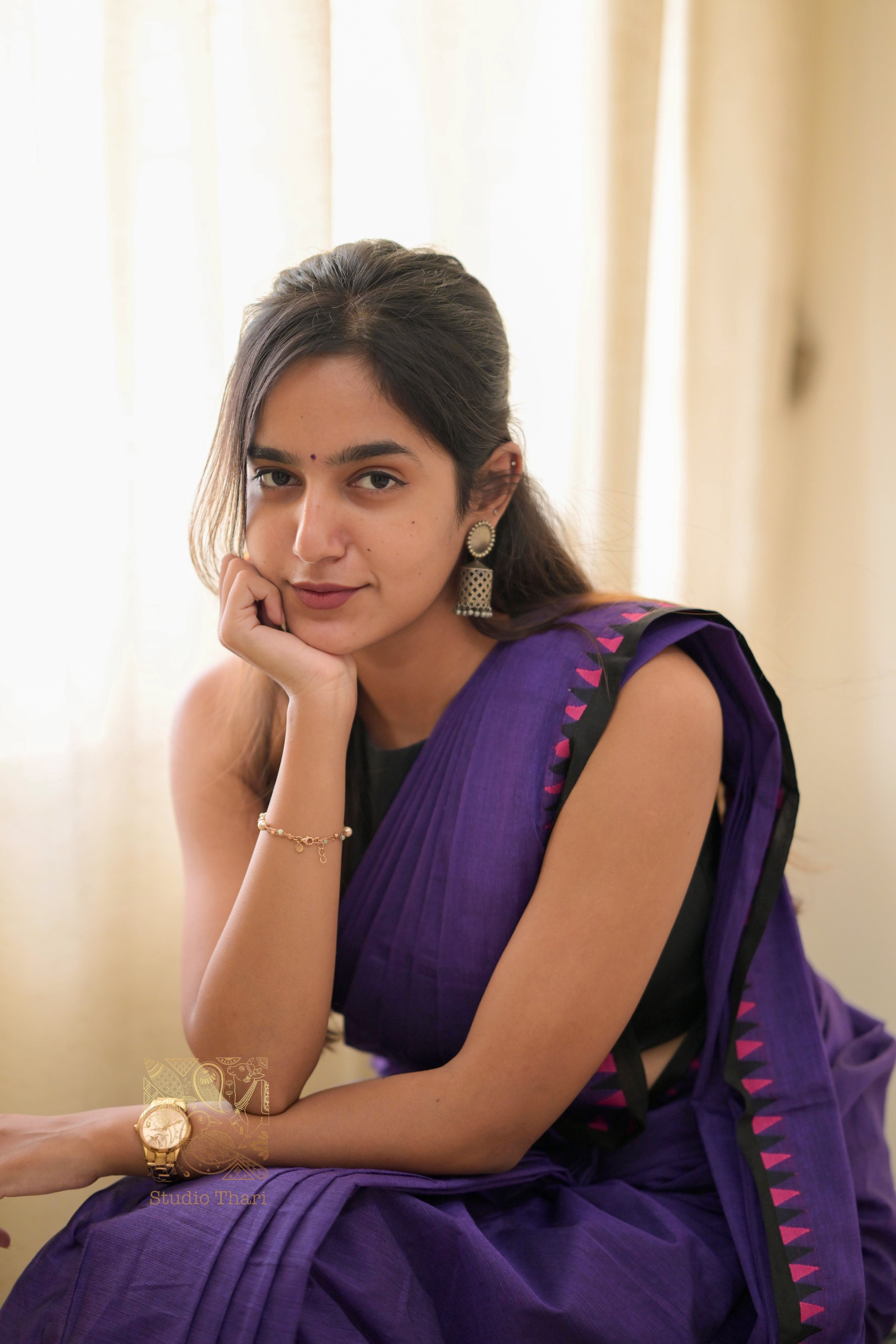 Purple “Parvati” Bold and Beautiful Chettinad cotton saree