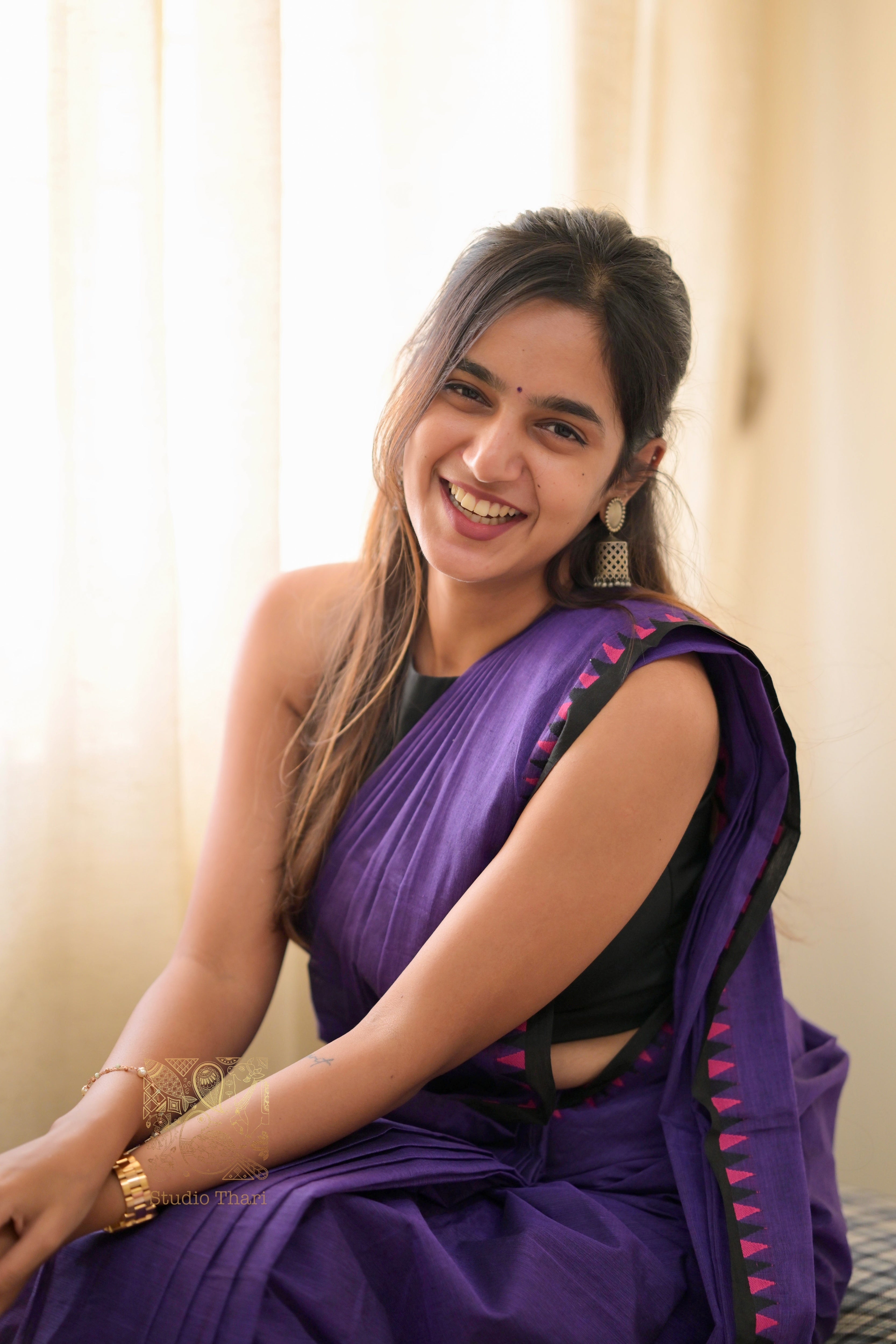 Purple “Parvati” Bold and Beautiful Chettinad cotton saree