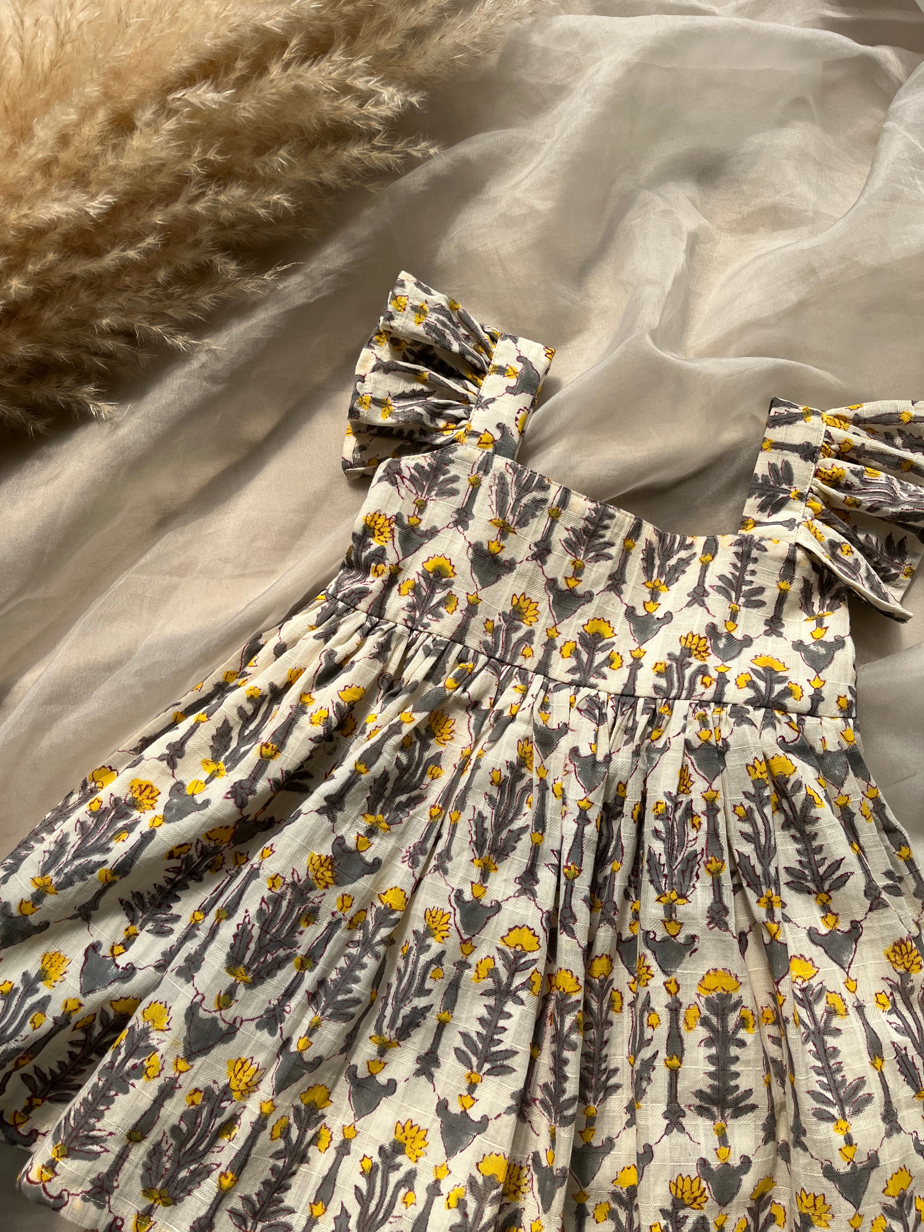 Grey cotton ruffle frock