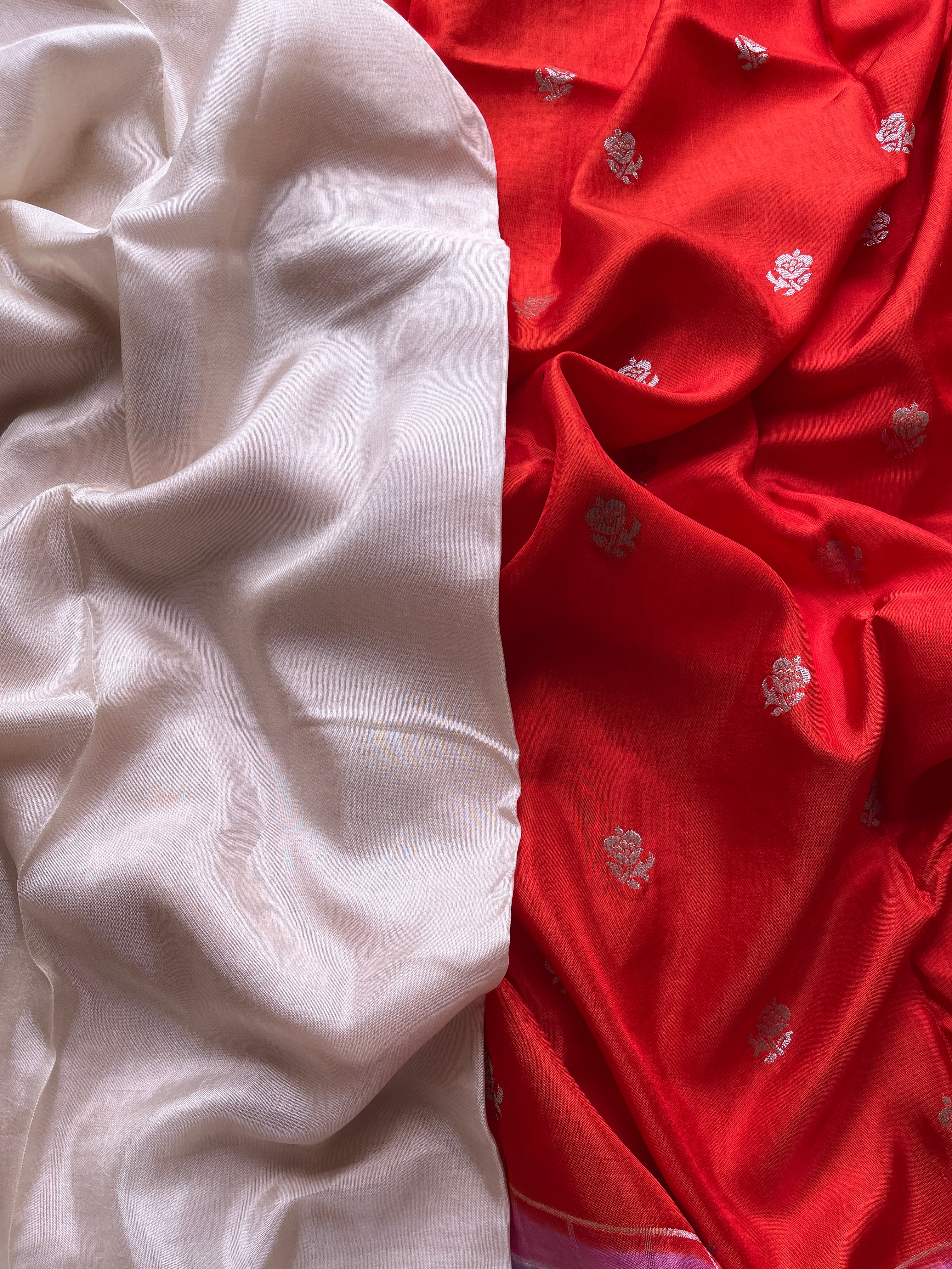 Orange Viscose silk saree