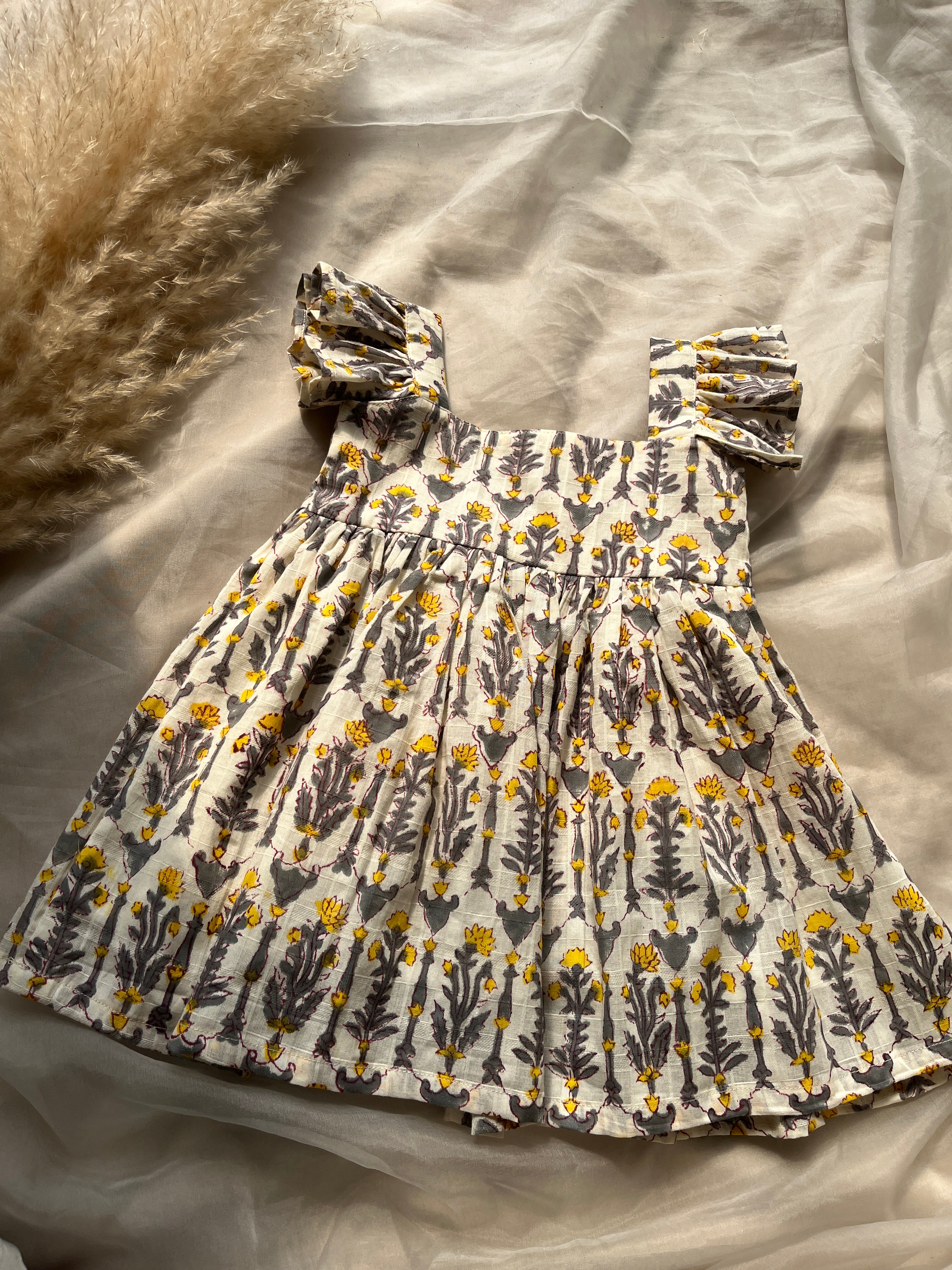 Grey cotton ruffle frock