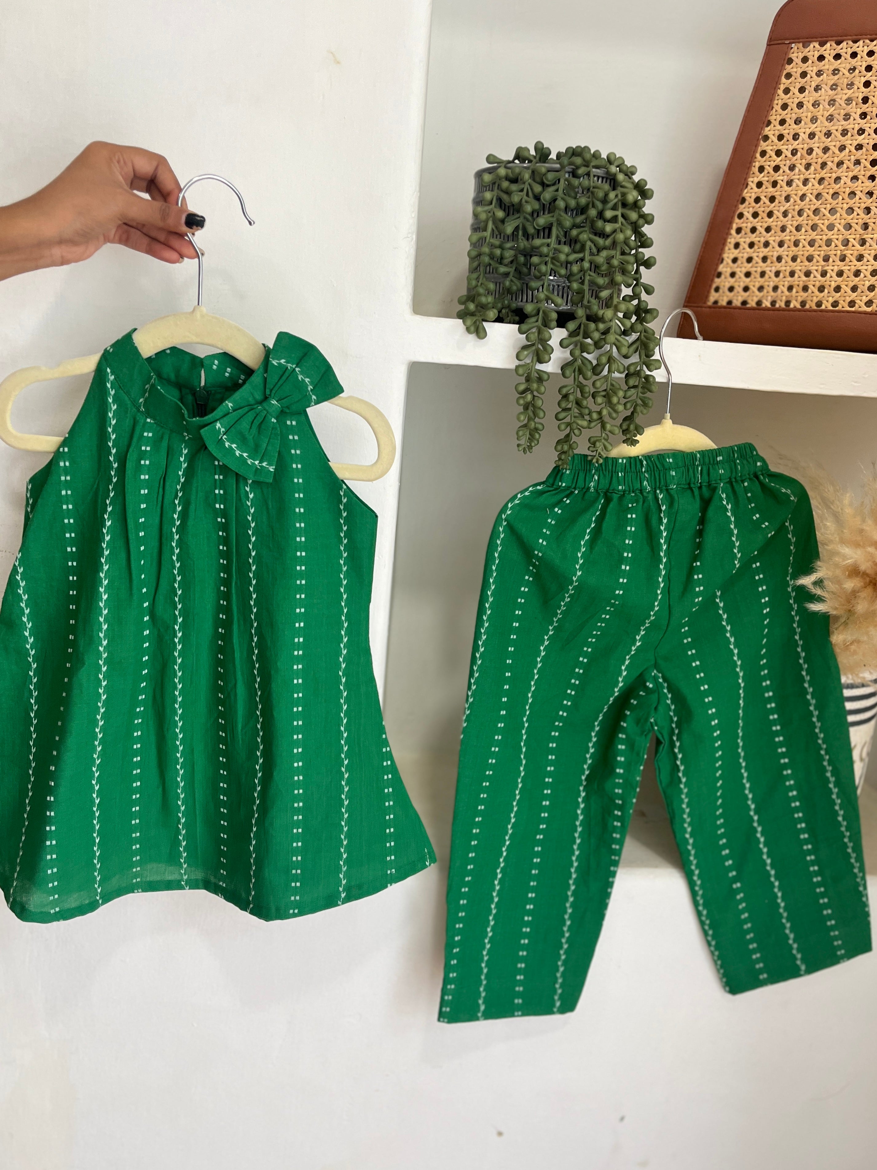Green Cotton Bow Co-ord set