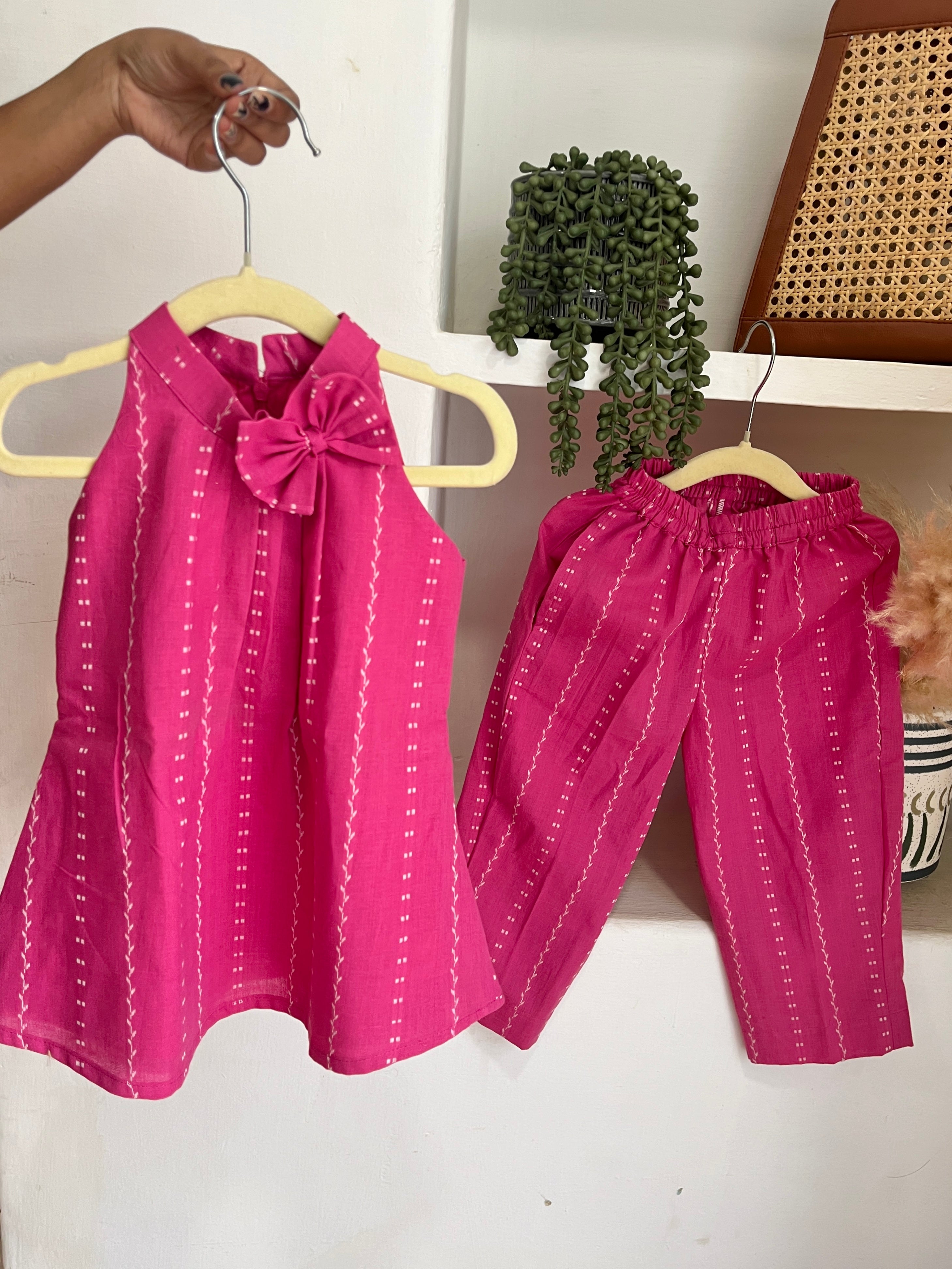Pink Cotton Bow Co-ord set