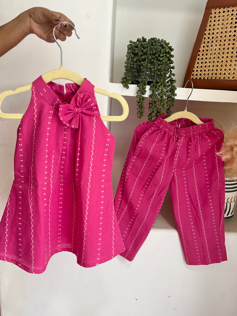 Pink Cotton Bow Co-ord set