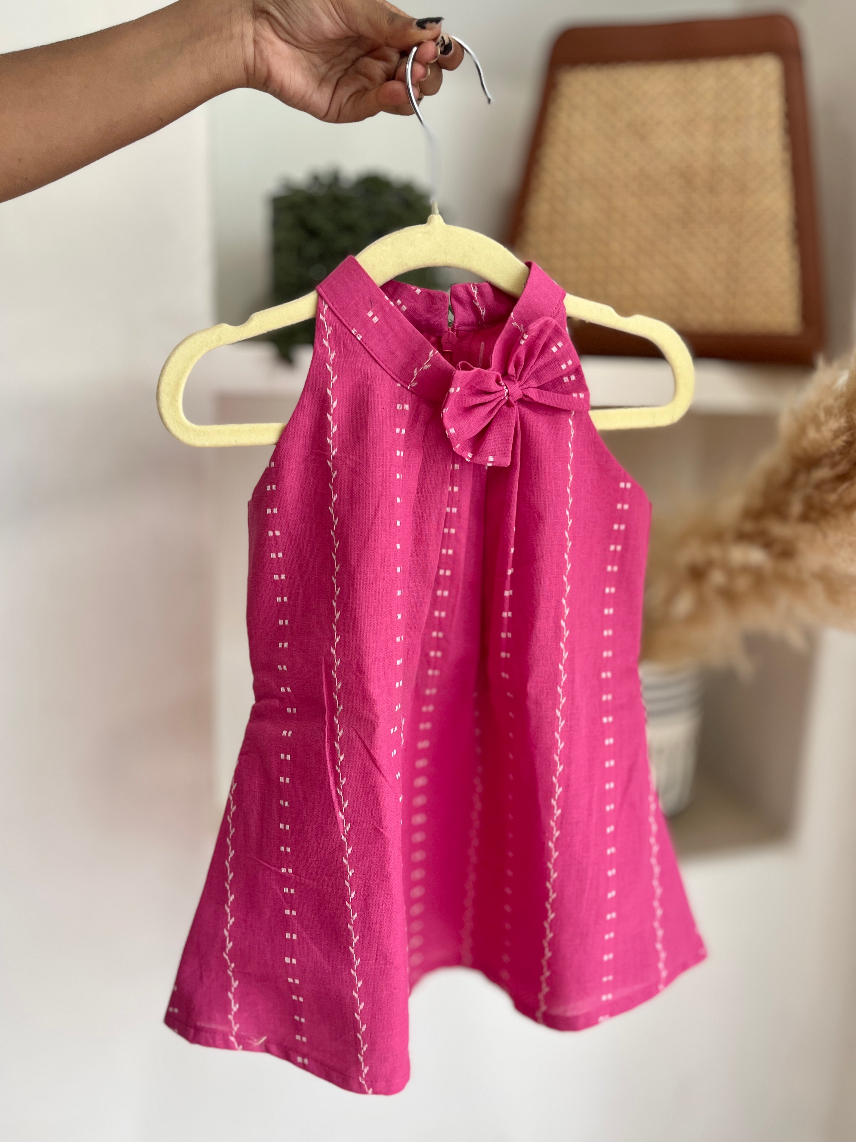 Pink Cotton Bow Co-ord set