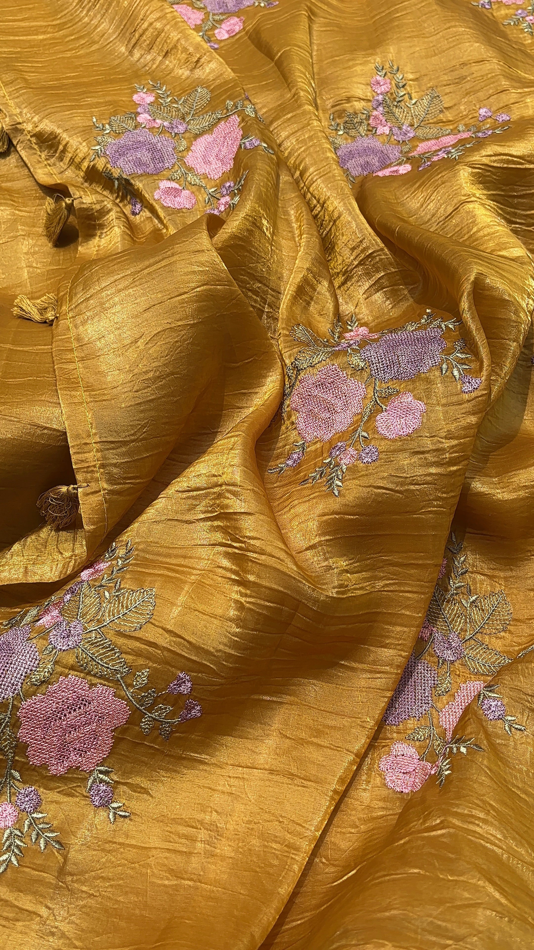 Mustard Organza Saree