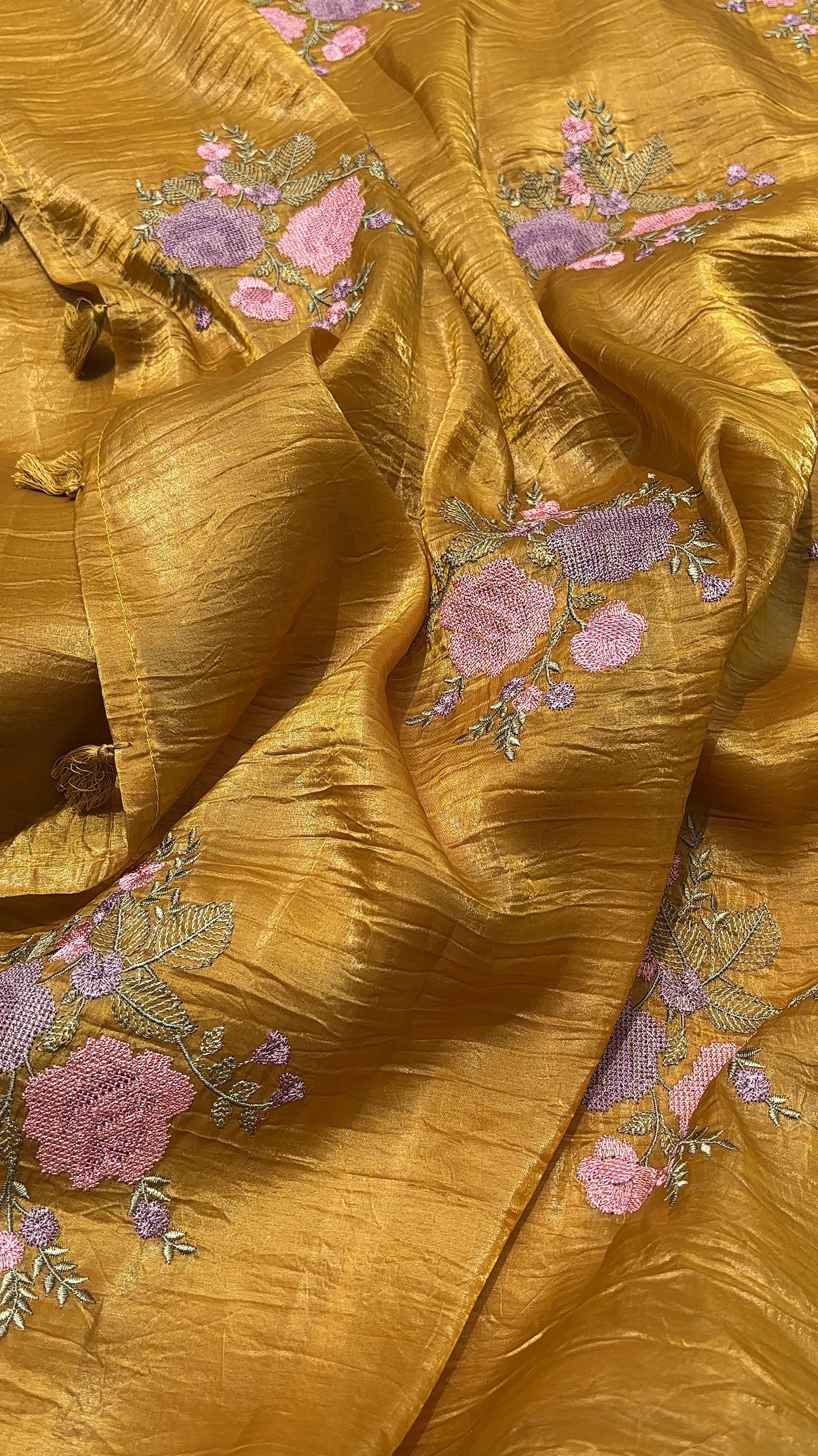 Mustard Organza Saree