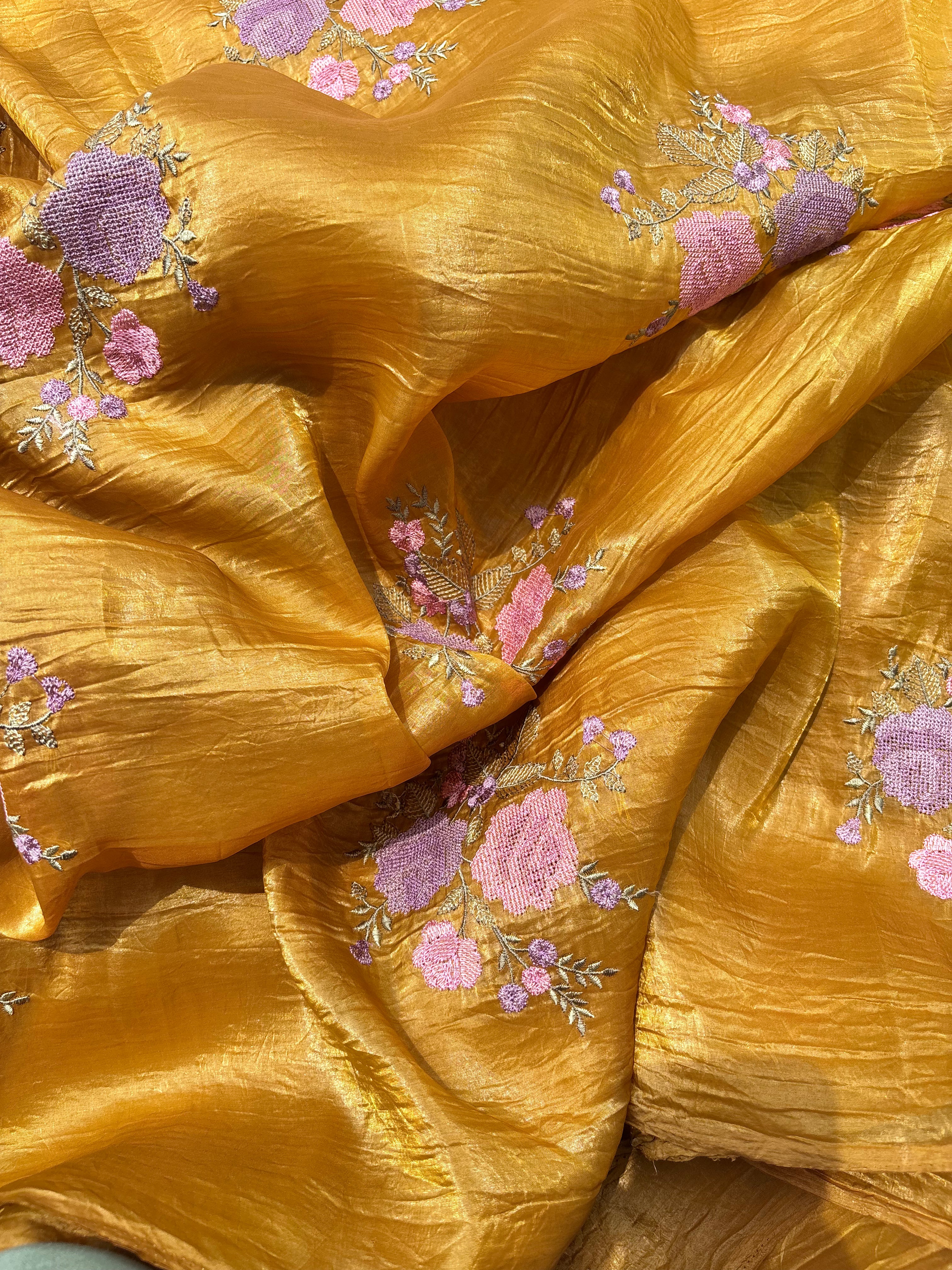 Mustard Organza Saree