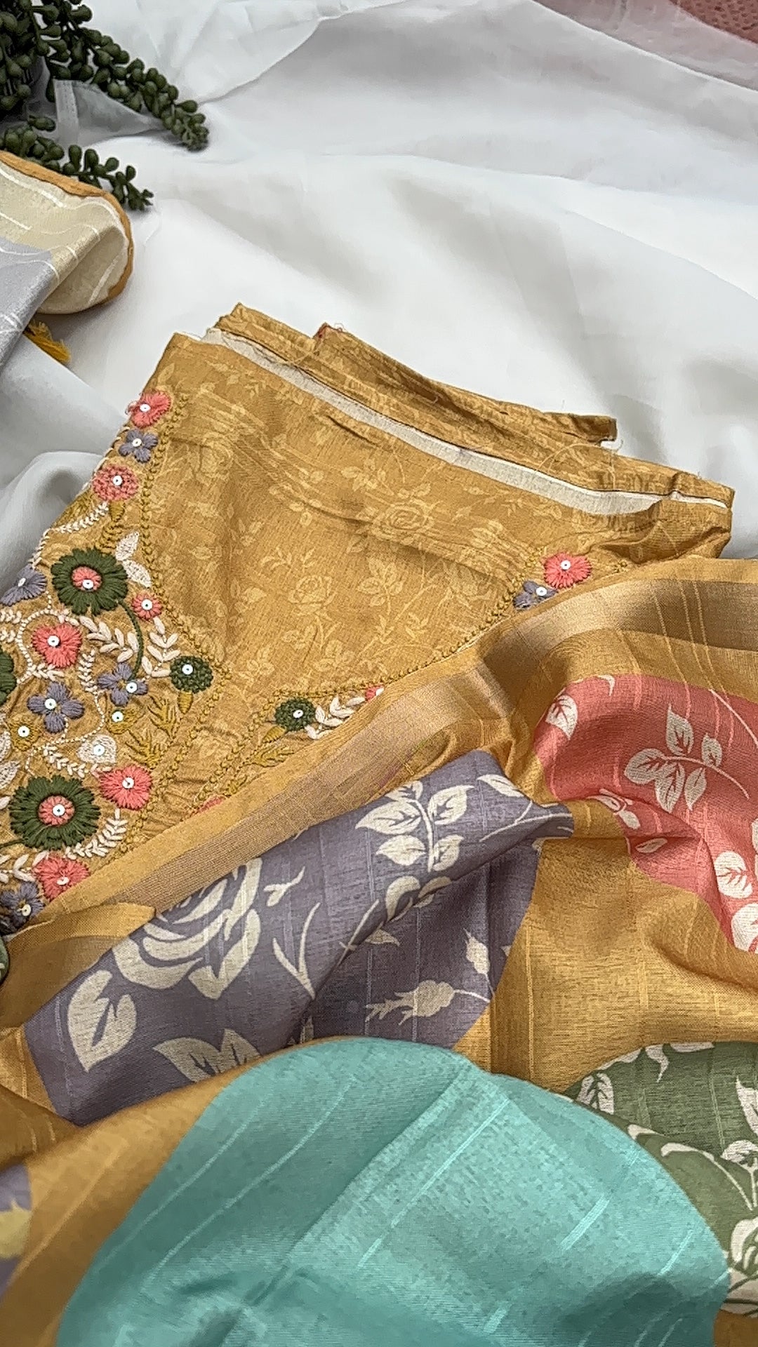 Musturd Chanderi Unstitched salwar Set