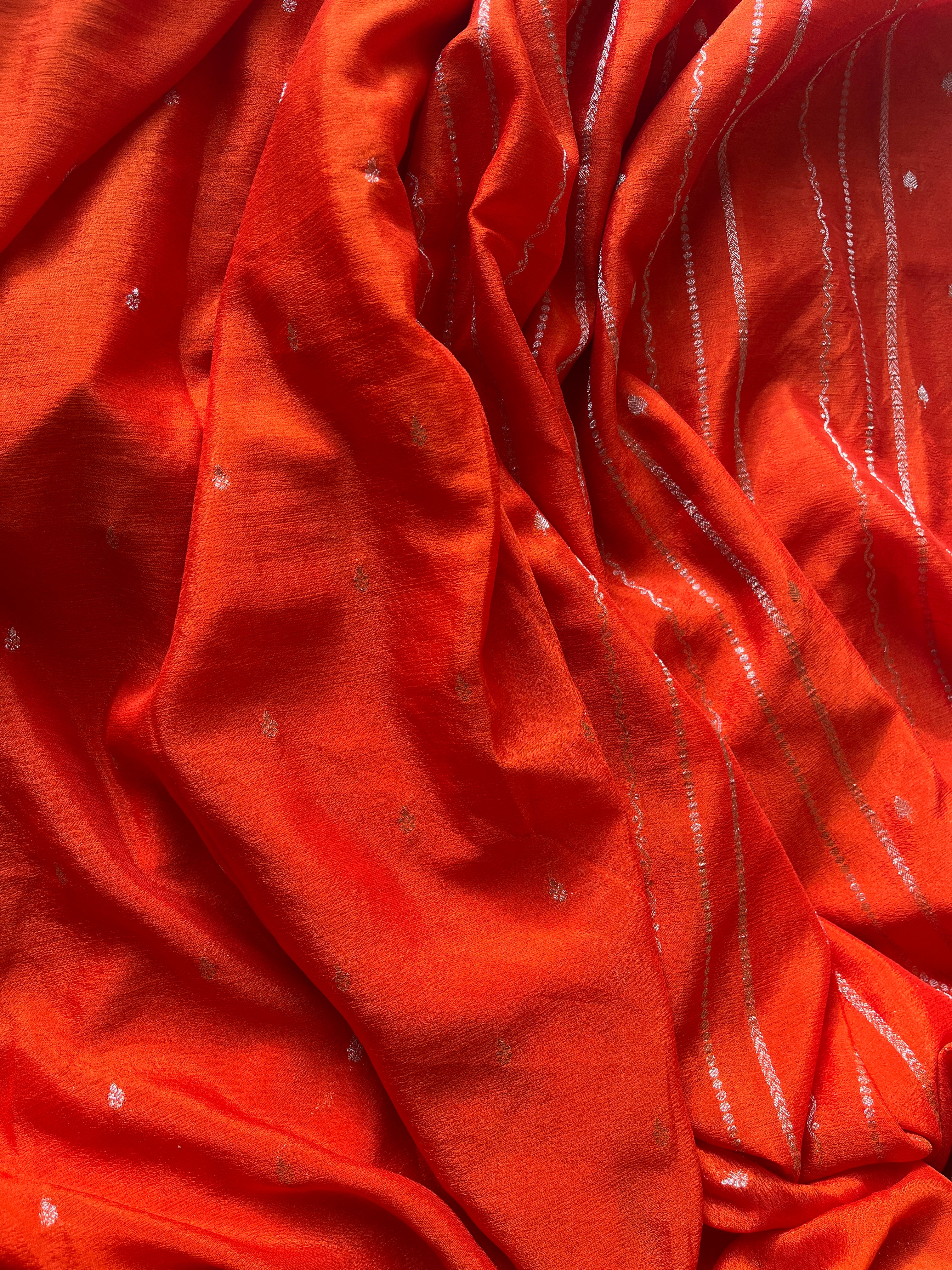 Orange Chiffon Silk Saree