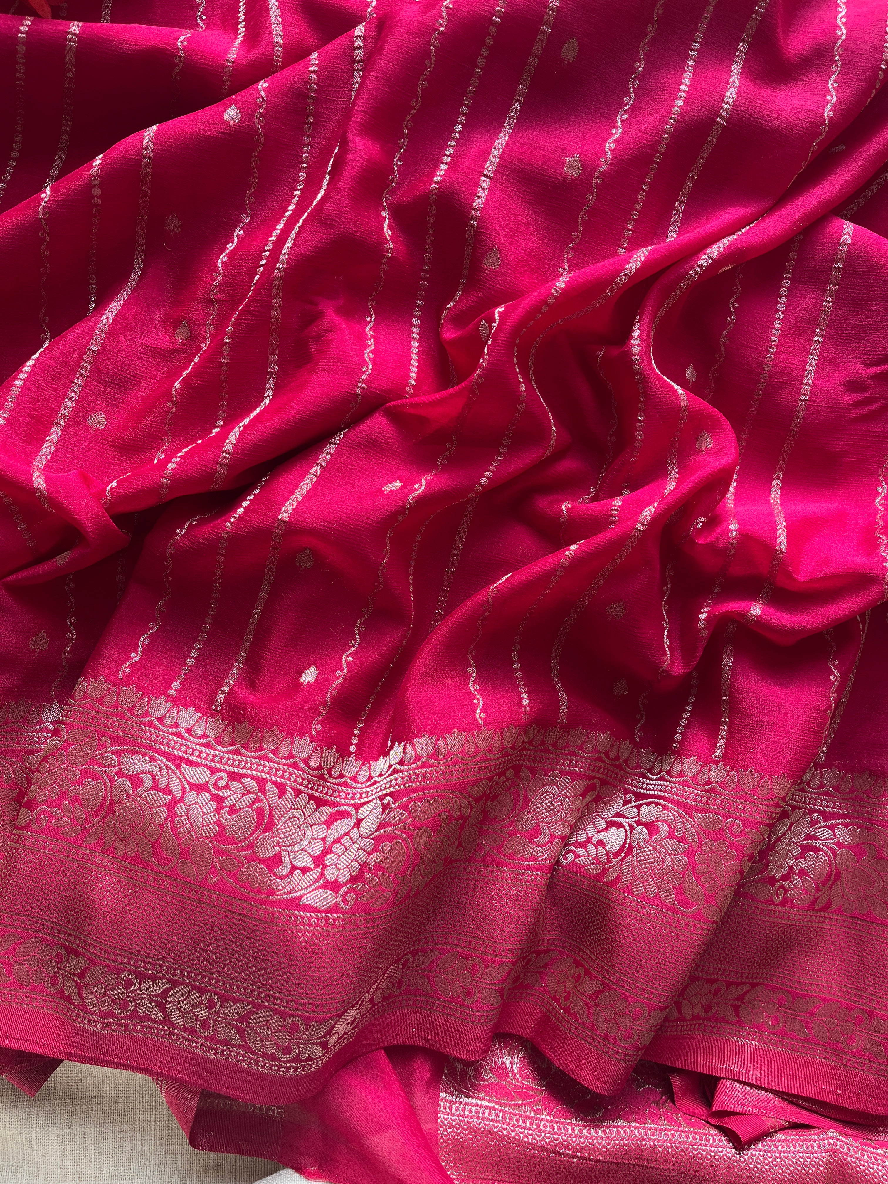 Pink Chiffon Silk Saree
