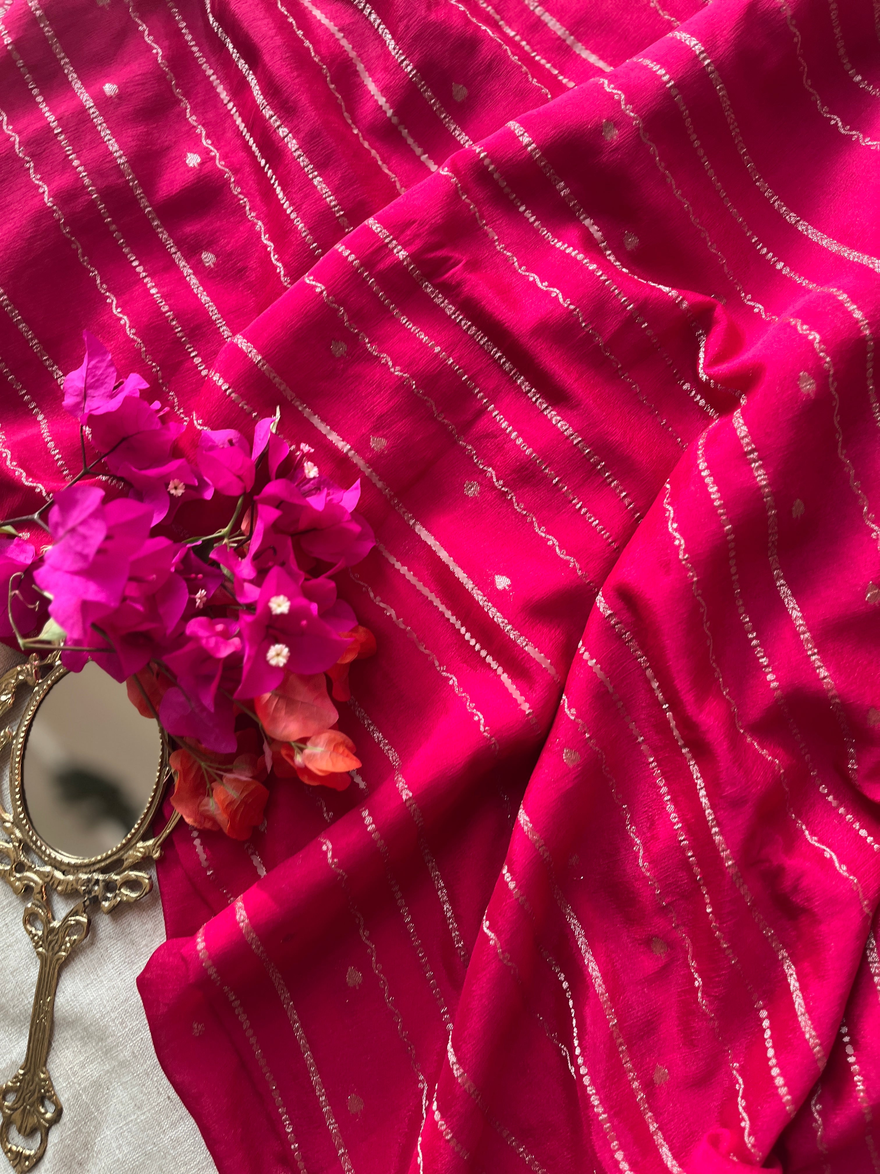 Pink Chiffon Silk Saree