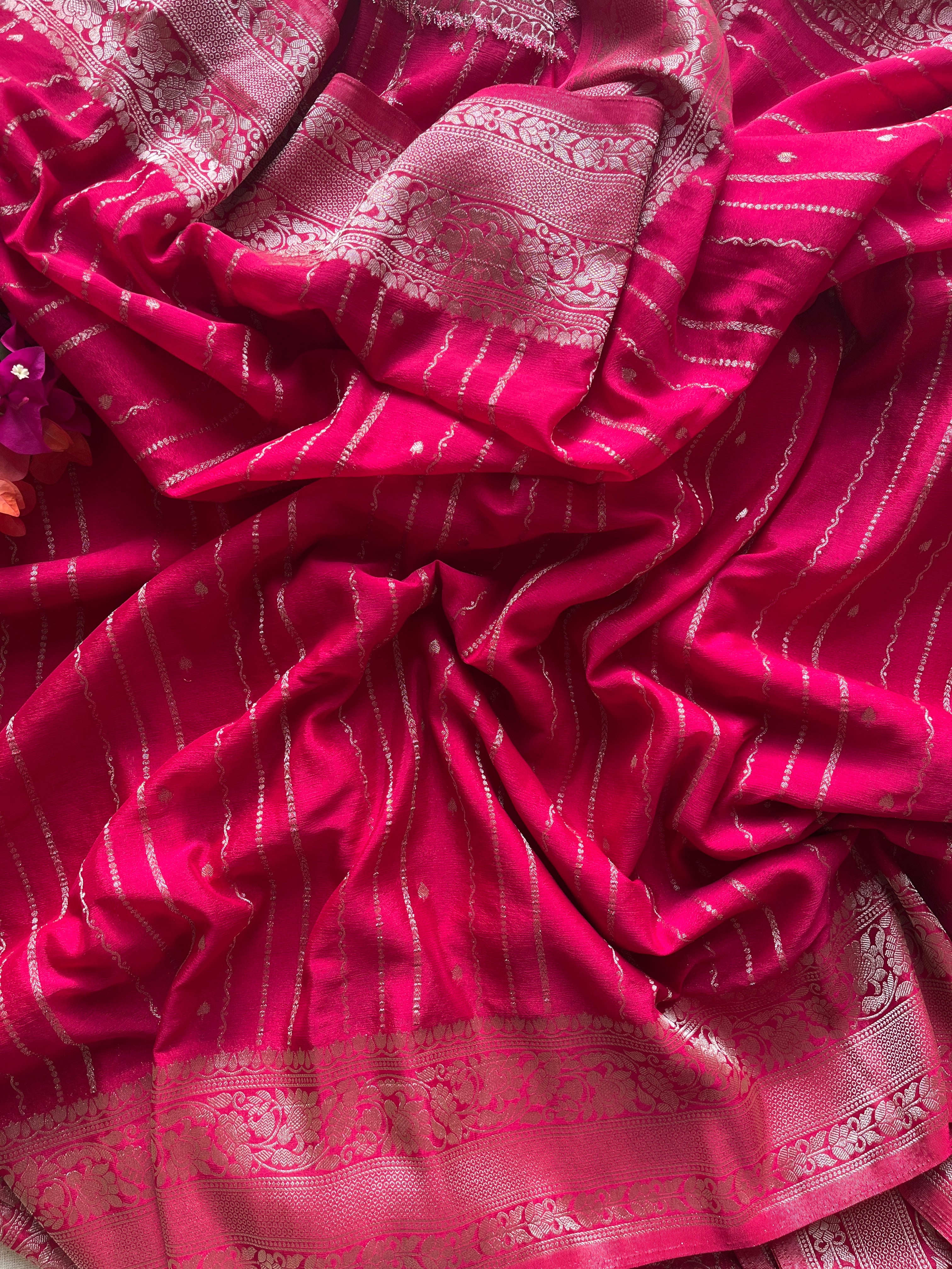 Pink Chiffon Silk Saree