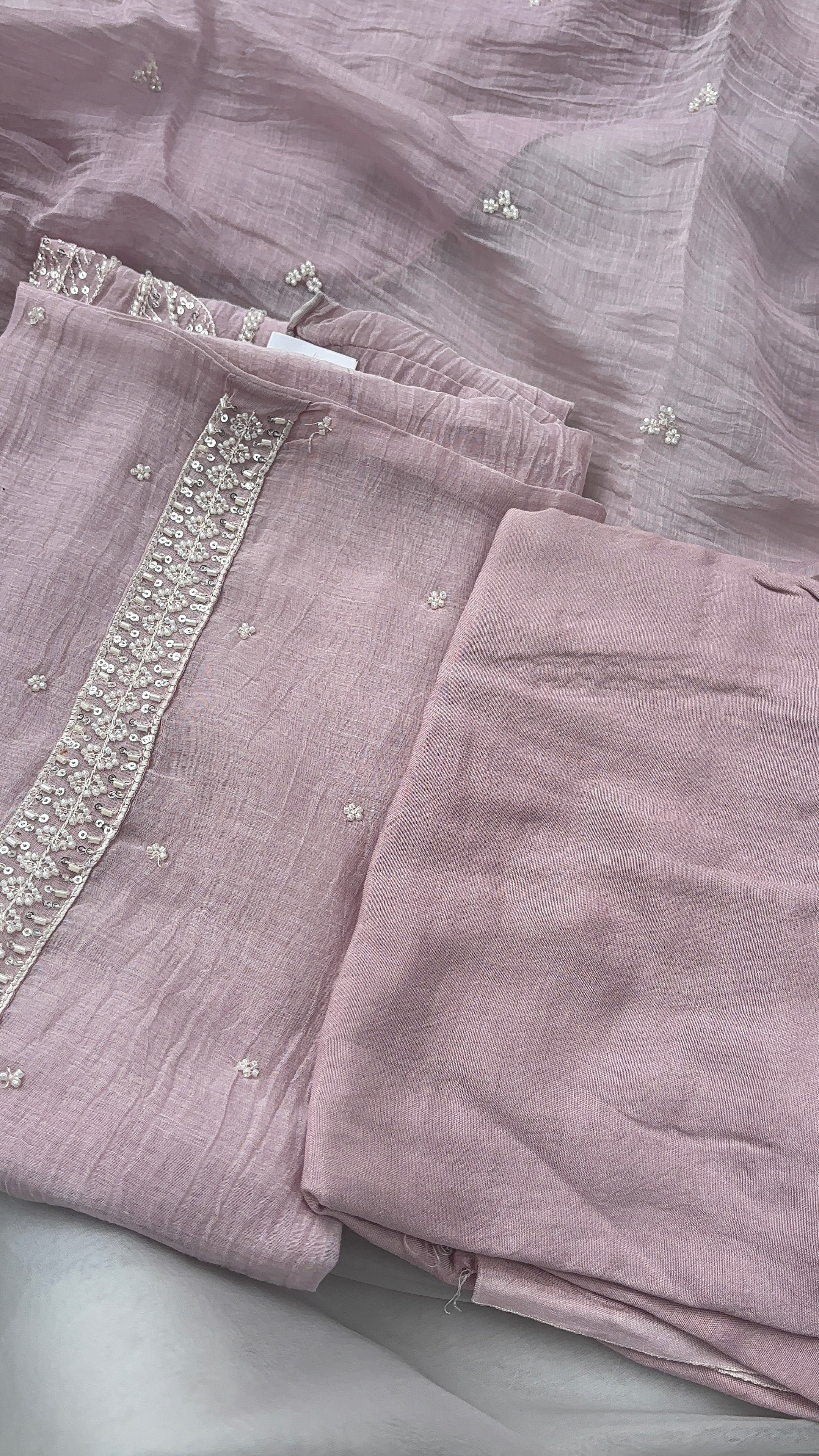 Pink Pure Mul Chanderi Unstitched salwar