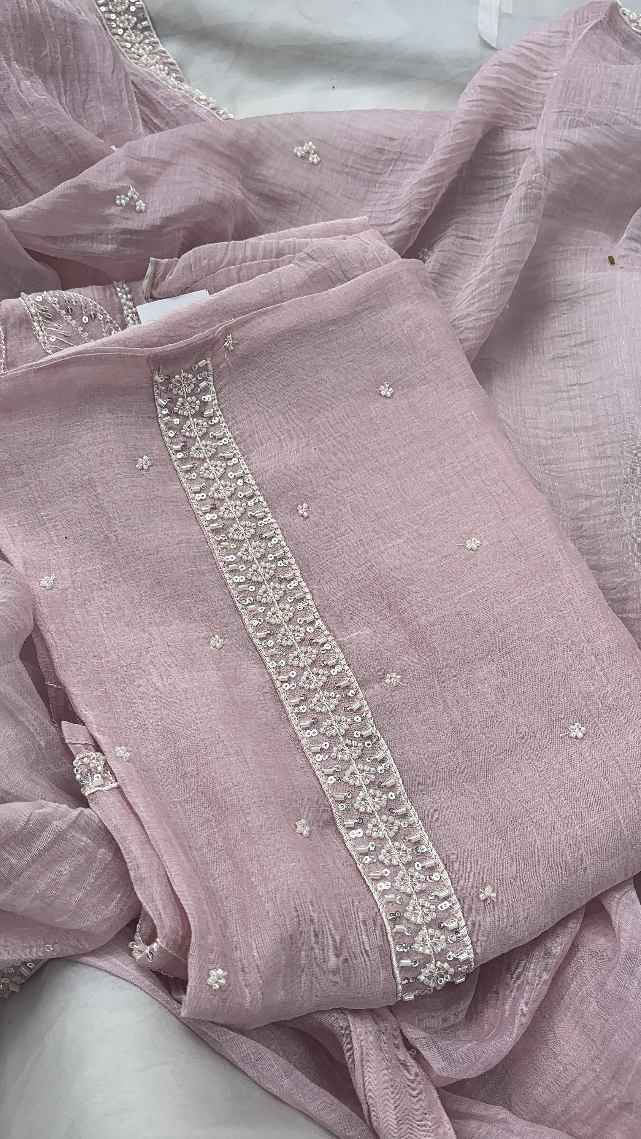 Pink Pure Mul Chanderi Unstitched salwar