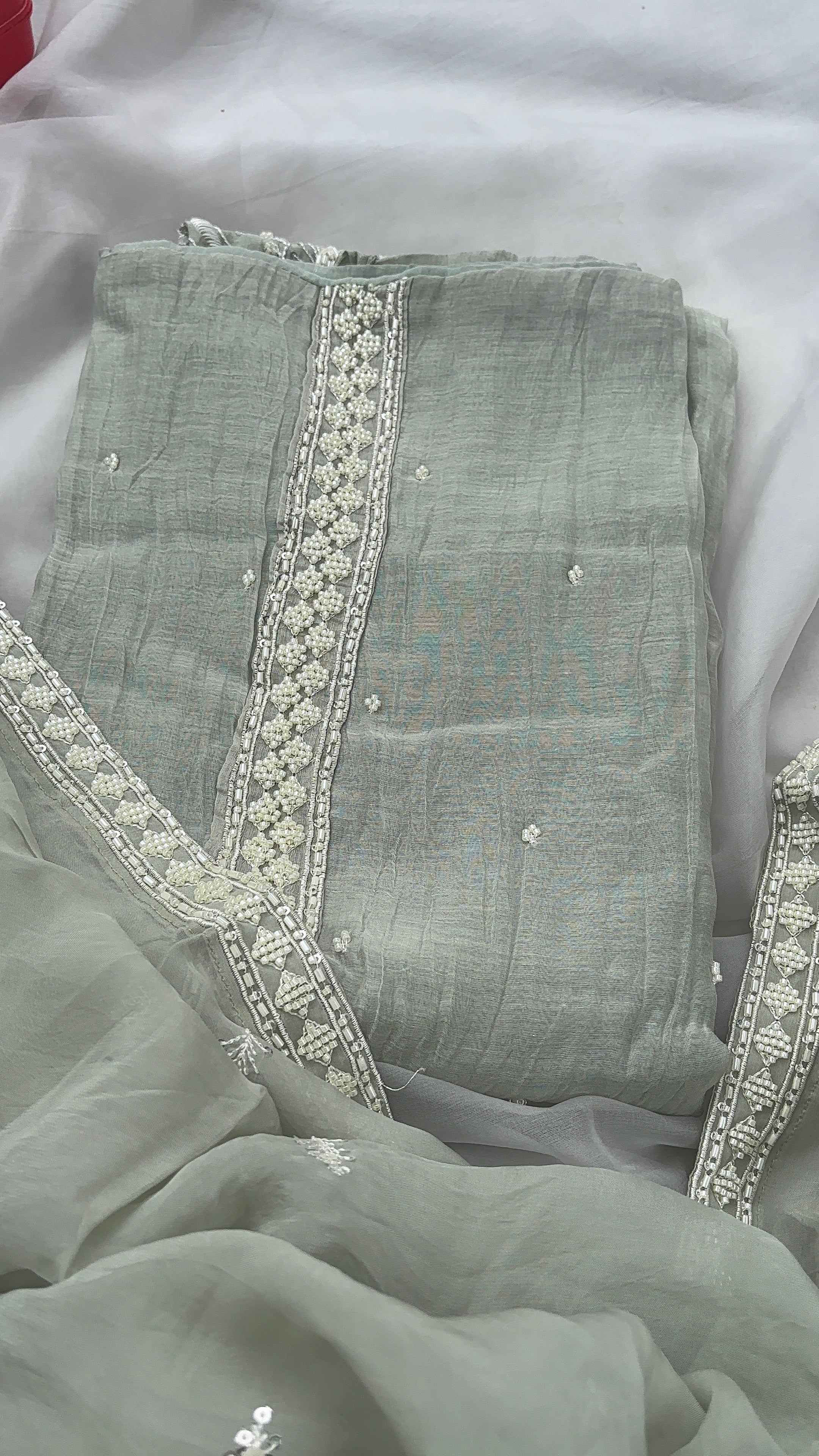 Green Pure Mul Chanderi Unstitched salwar