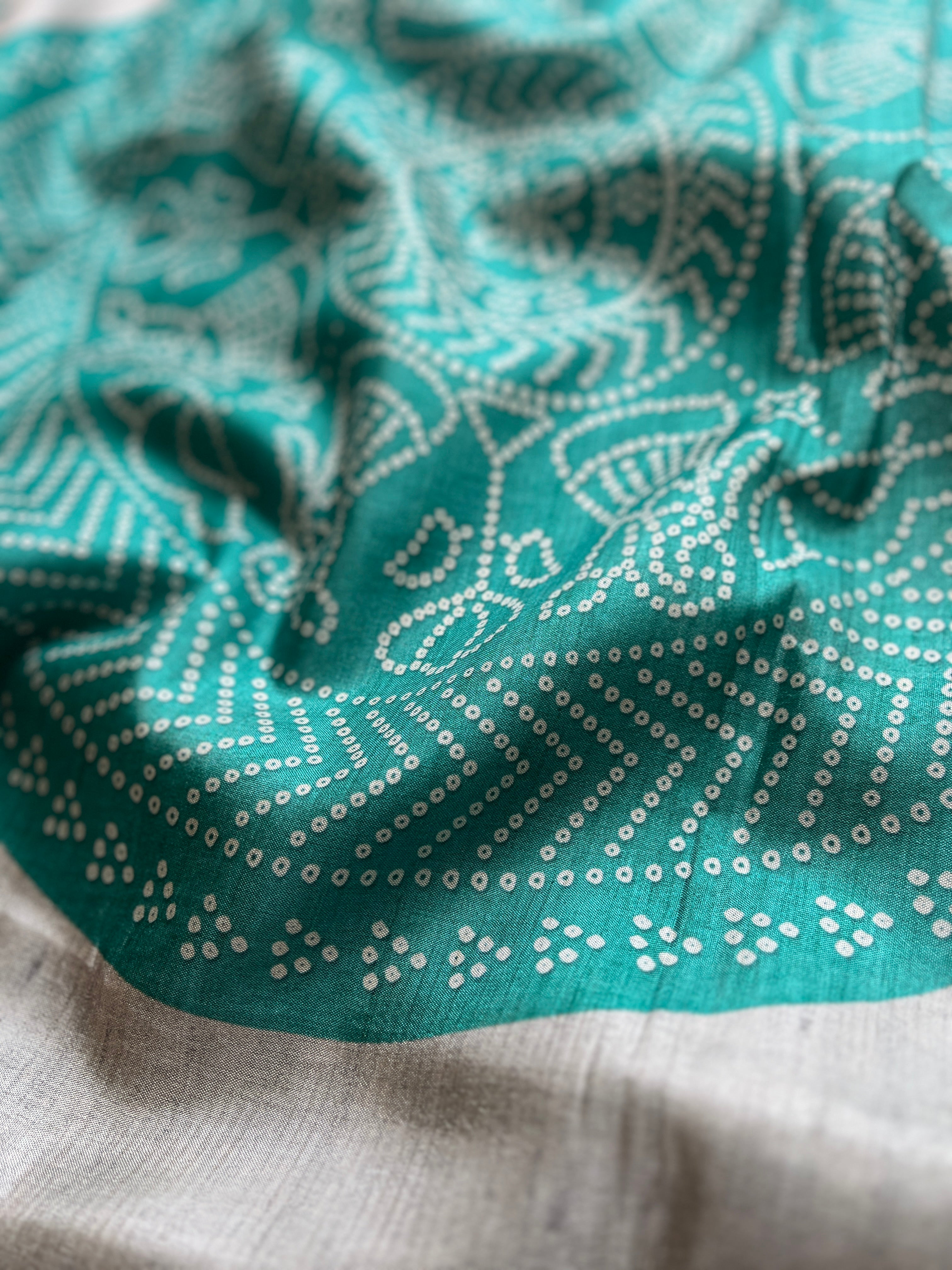 Green Striped art tussar silk saree