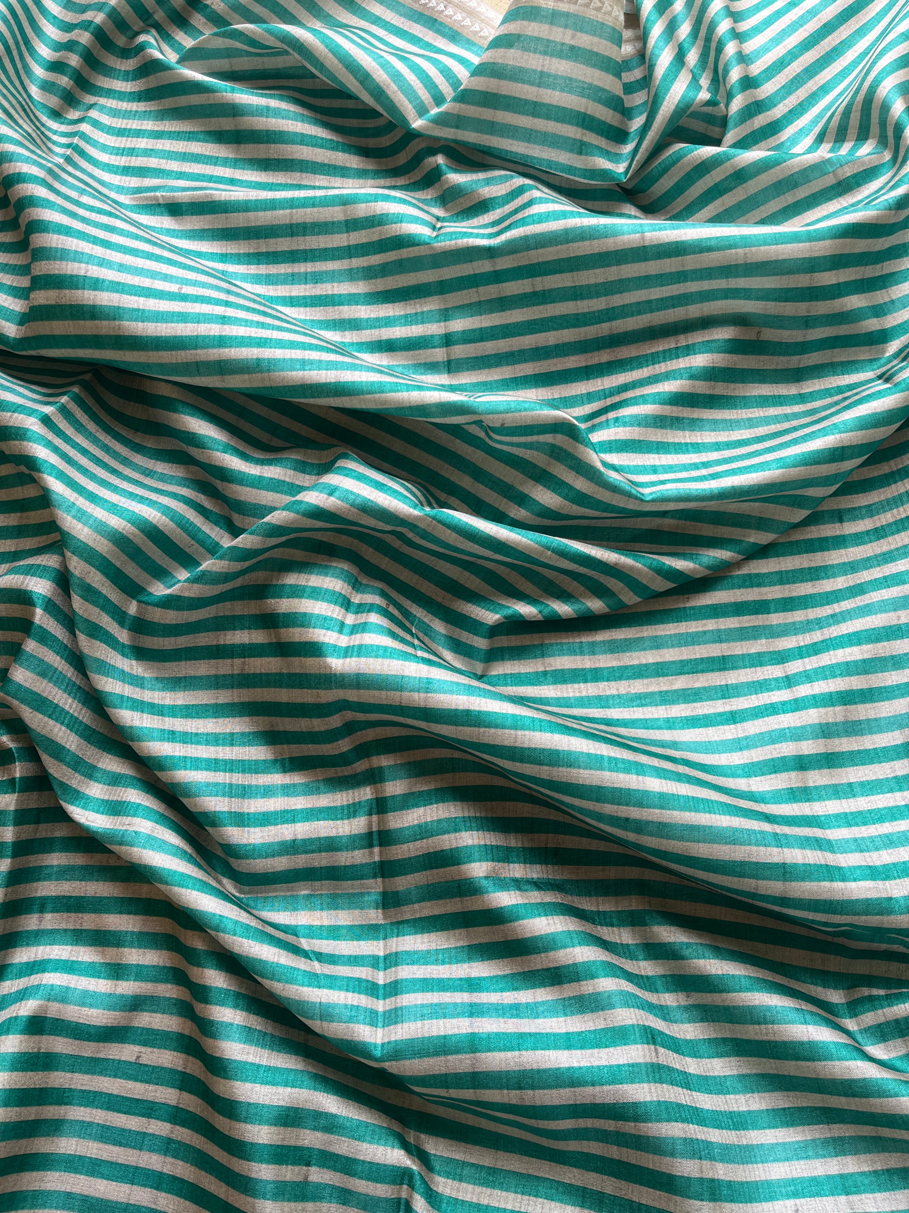 Green Striped art tussar silk saree