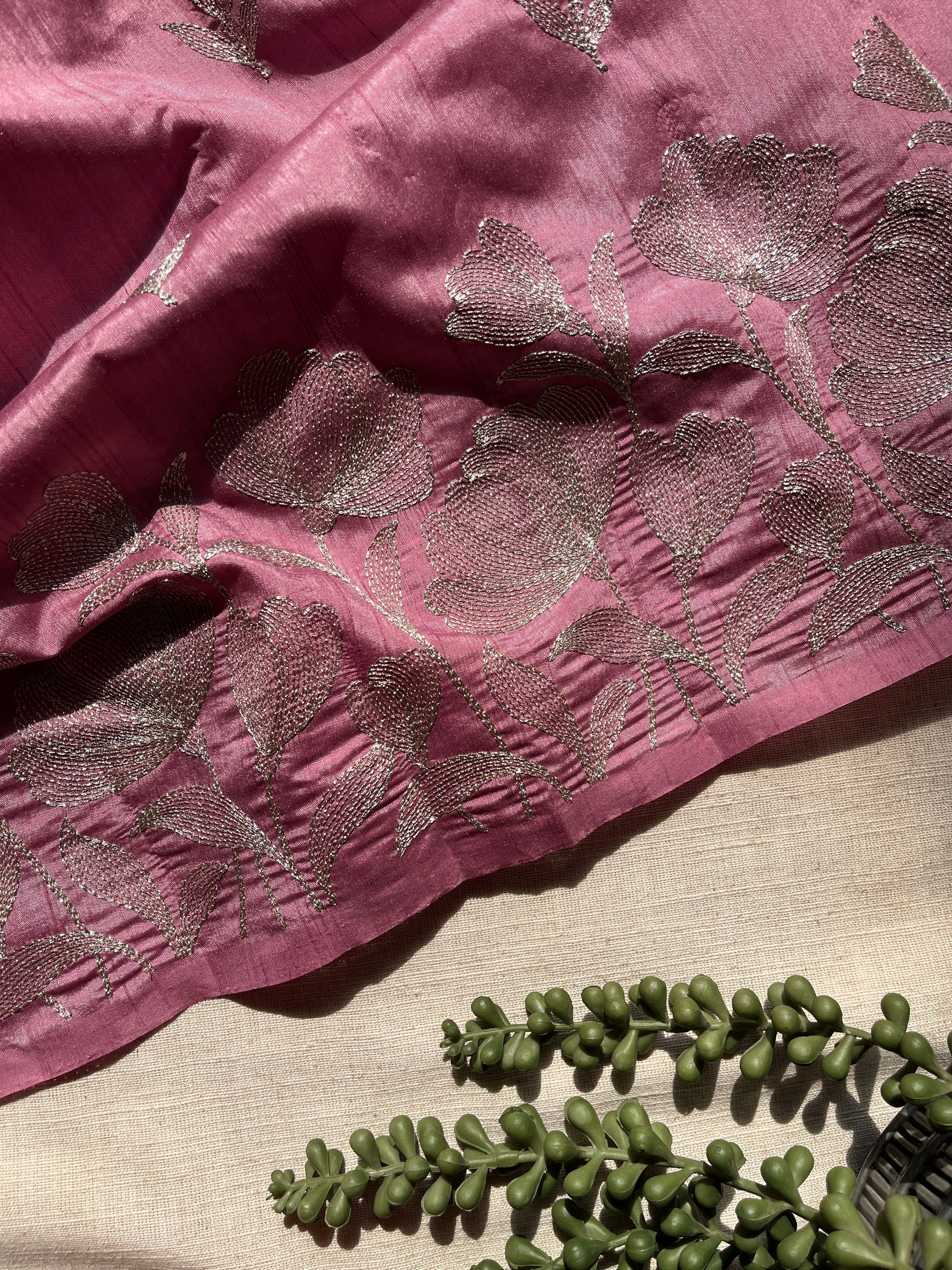 Onion Art Tussar Saree