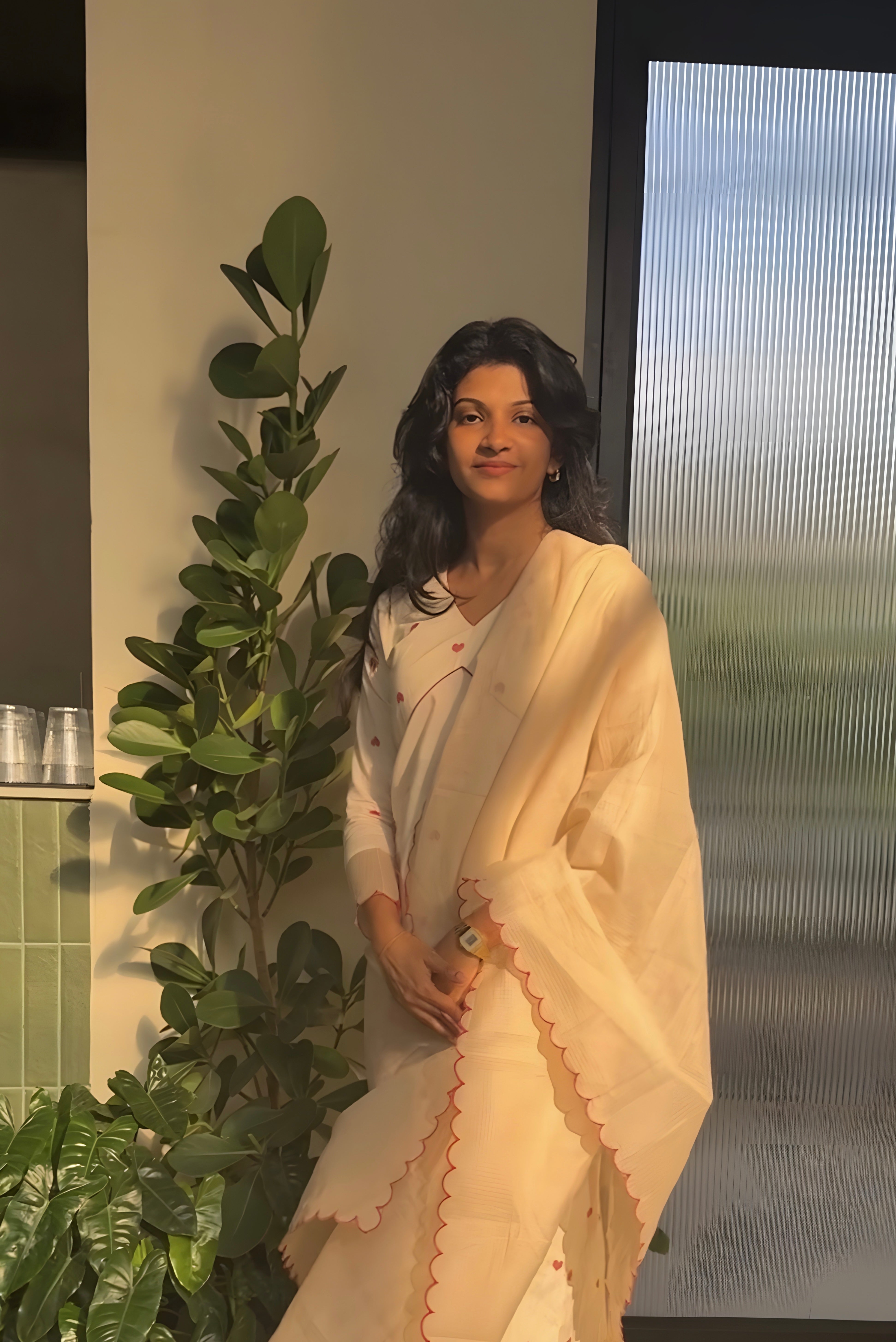 Beige Heart Kurta Suit Set