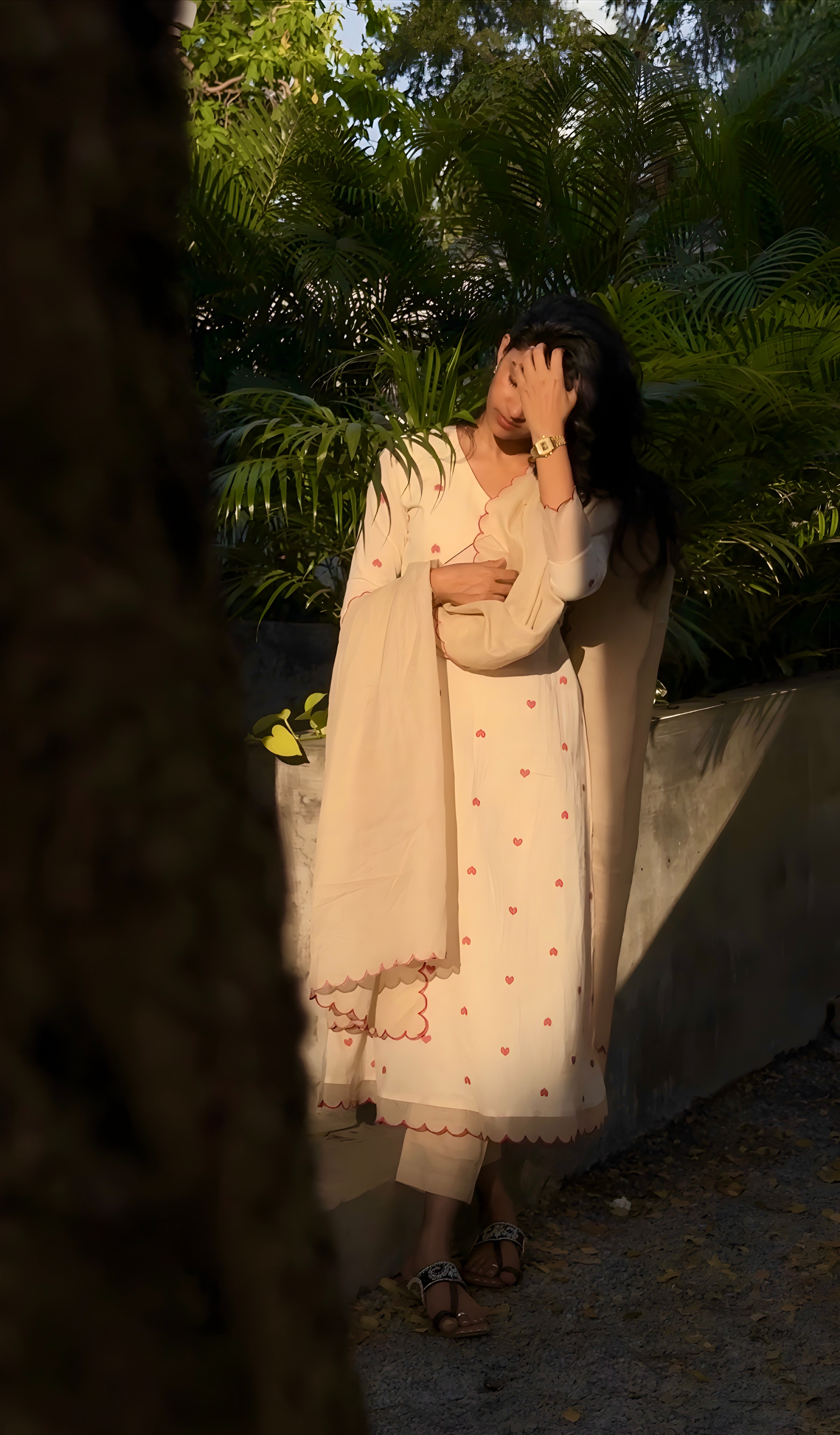 Beige Heart Kurta Suit Set