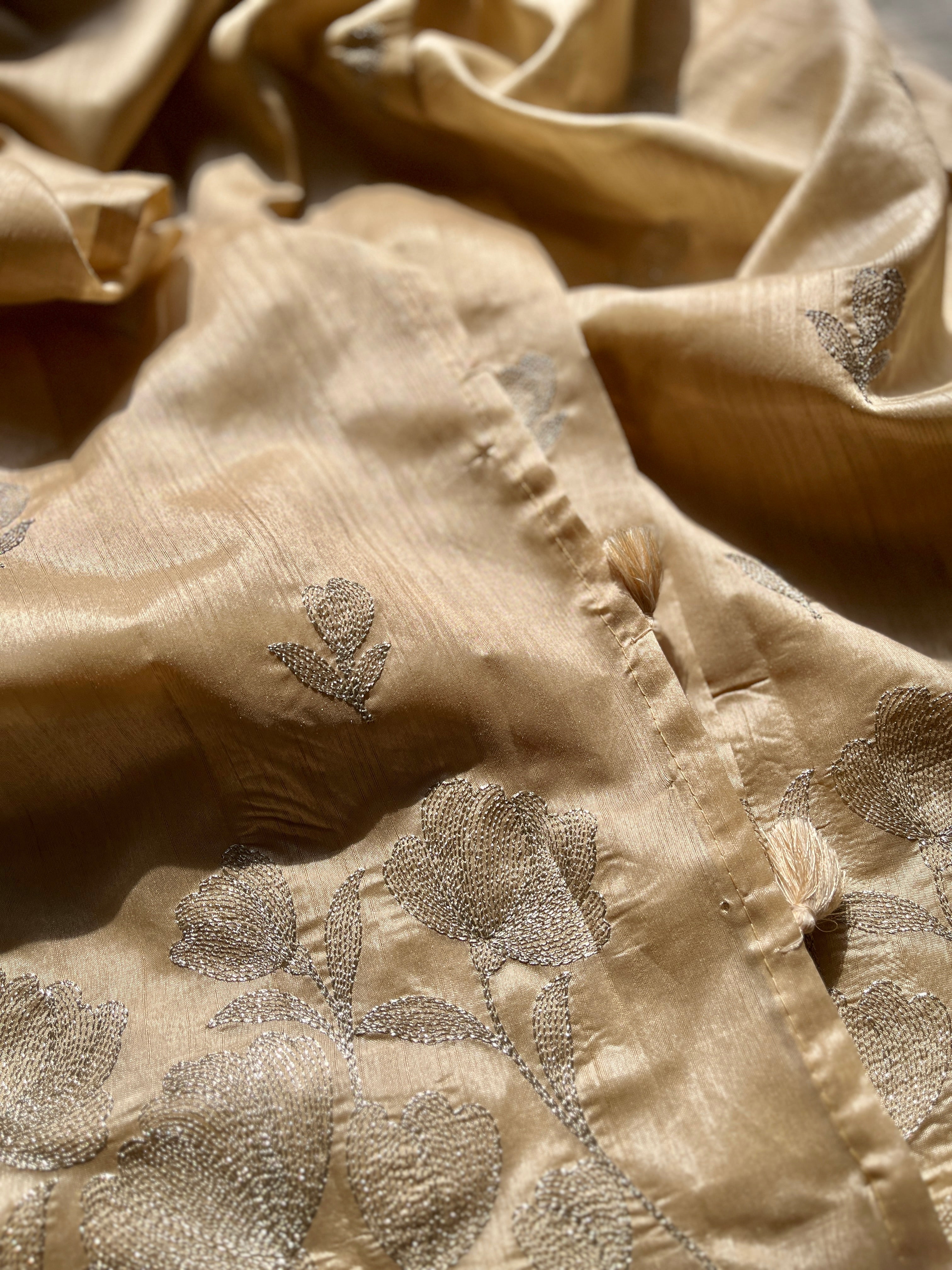 Cream Art Tussar Saree