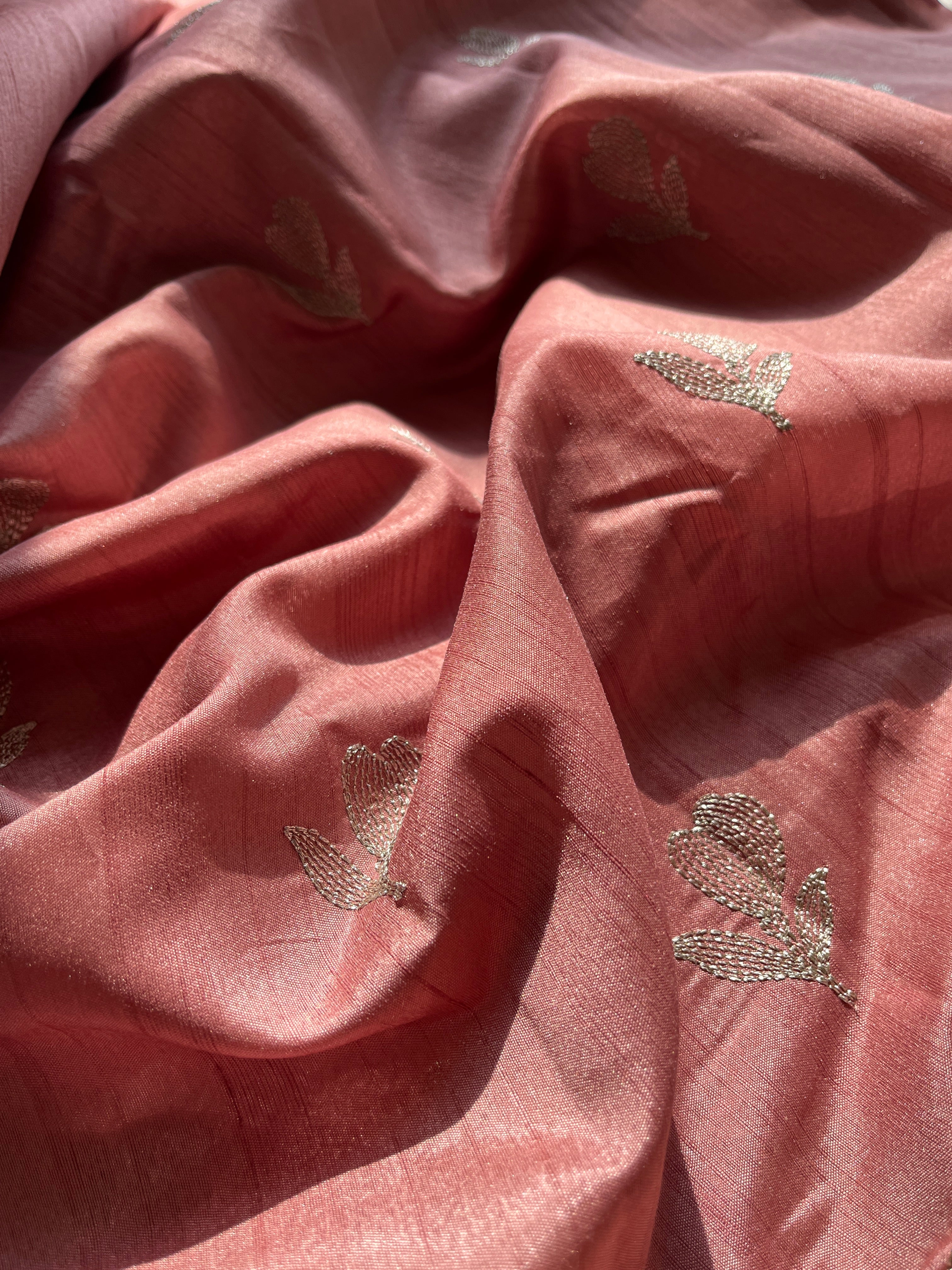 Peach Art Tussar Saree