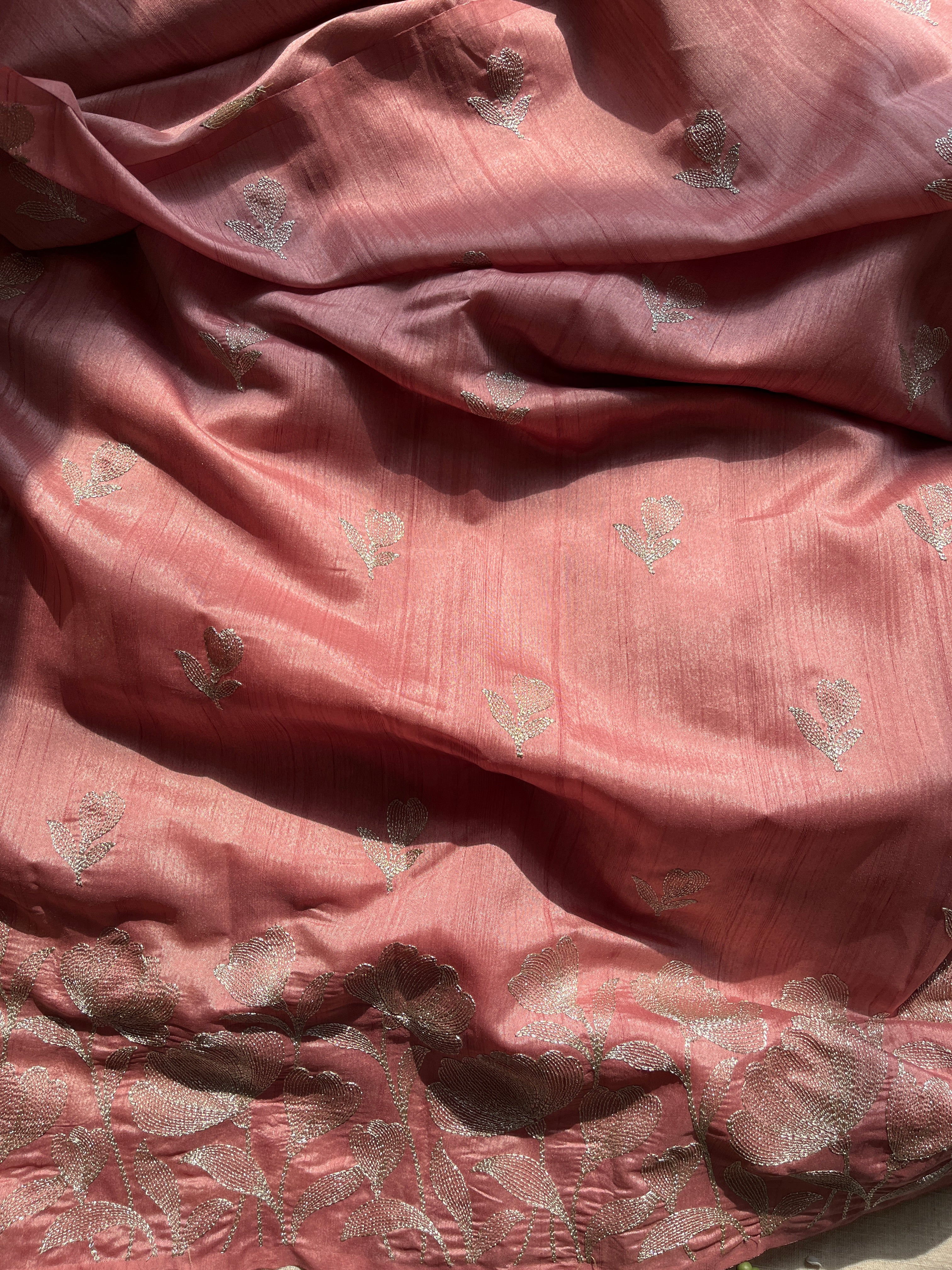 Peach Art Tussar Saree