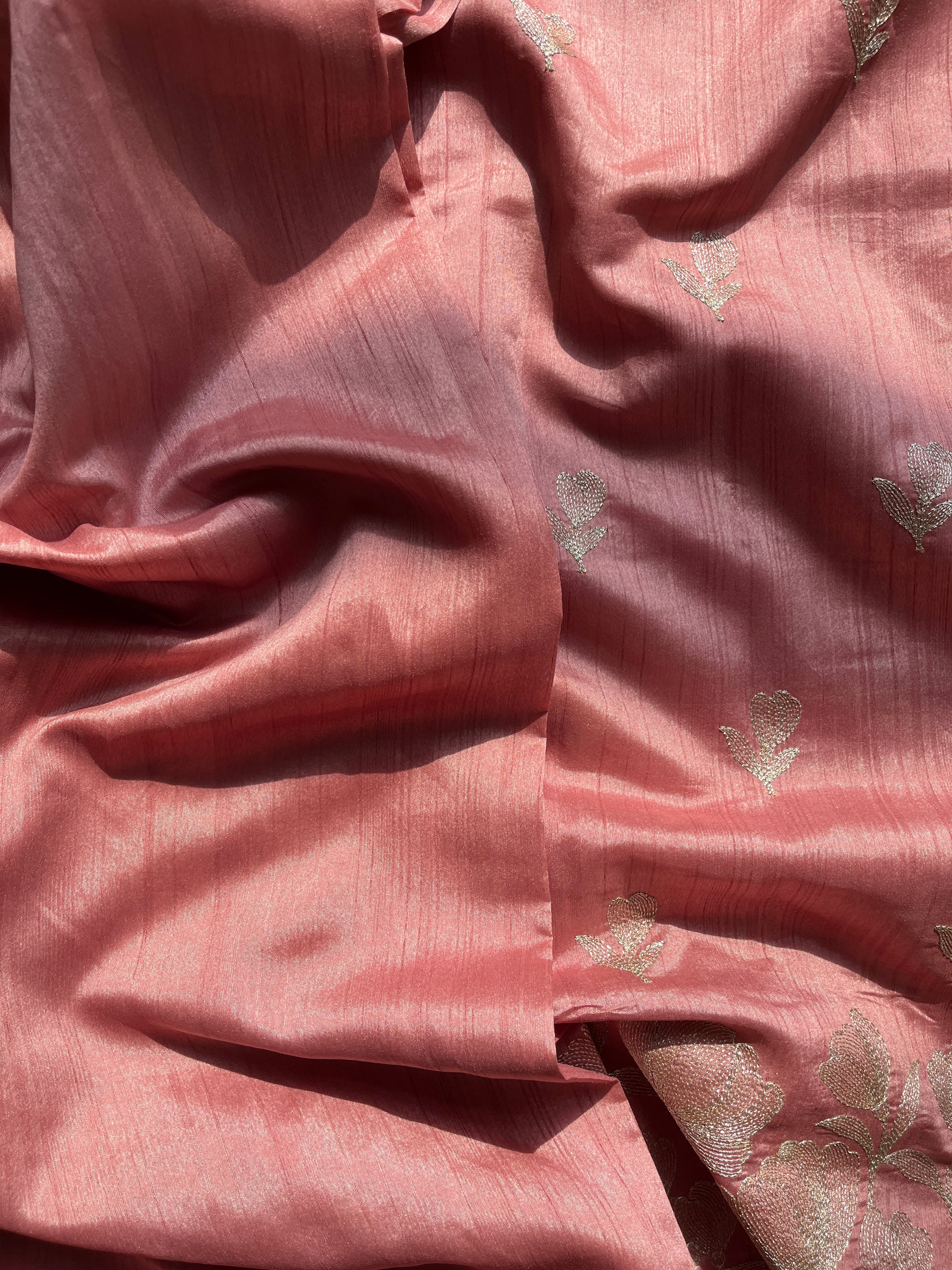 Peach Art Tussar Saree