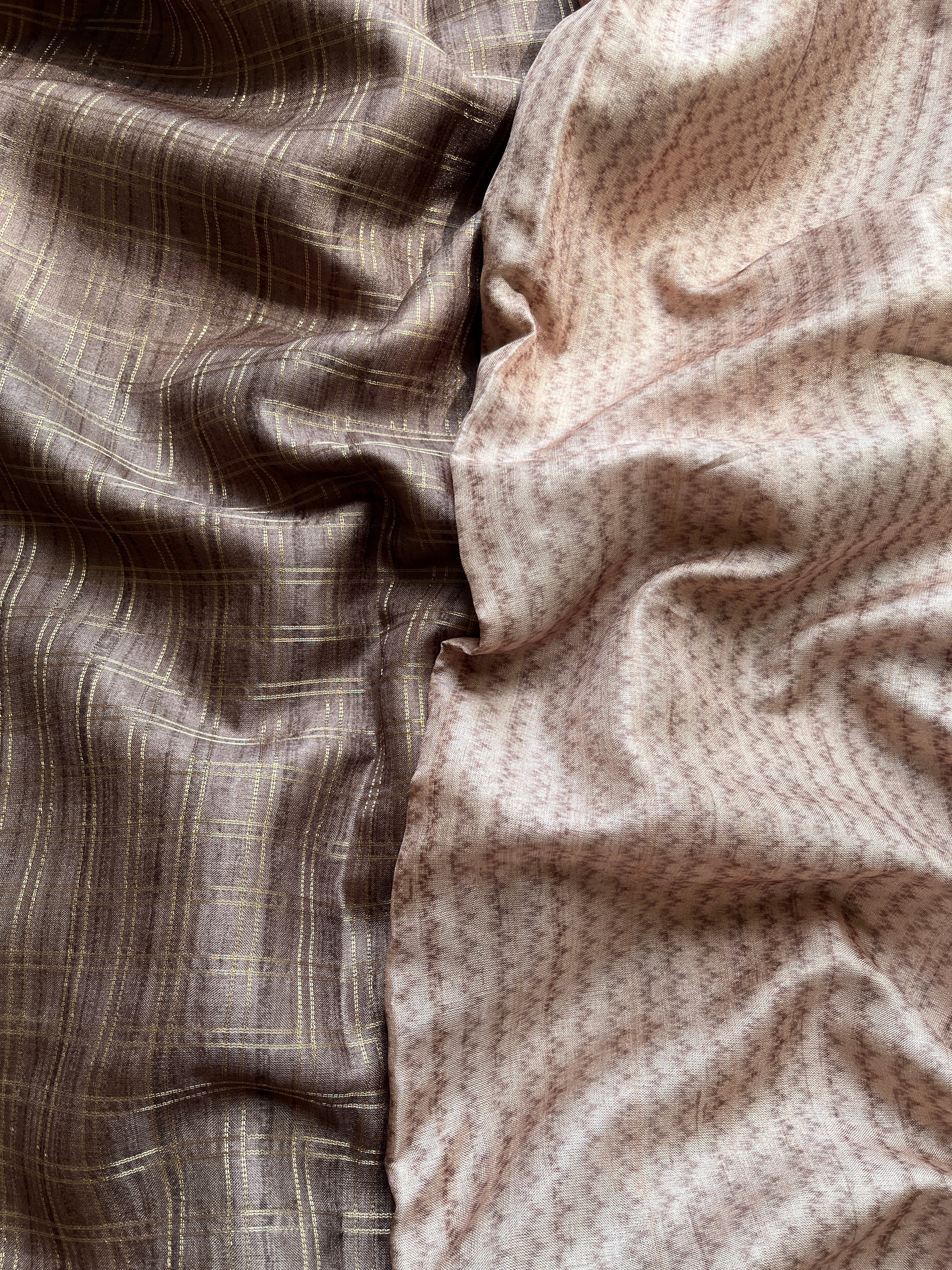 Brown Checks art tussar saree