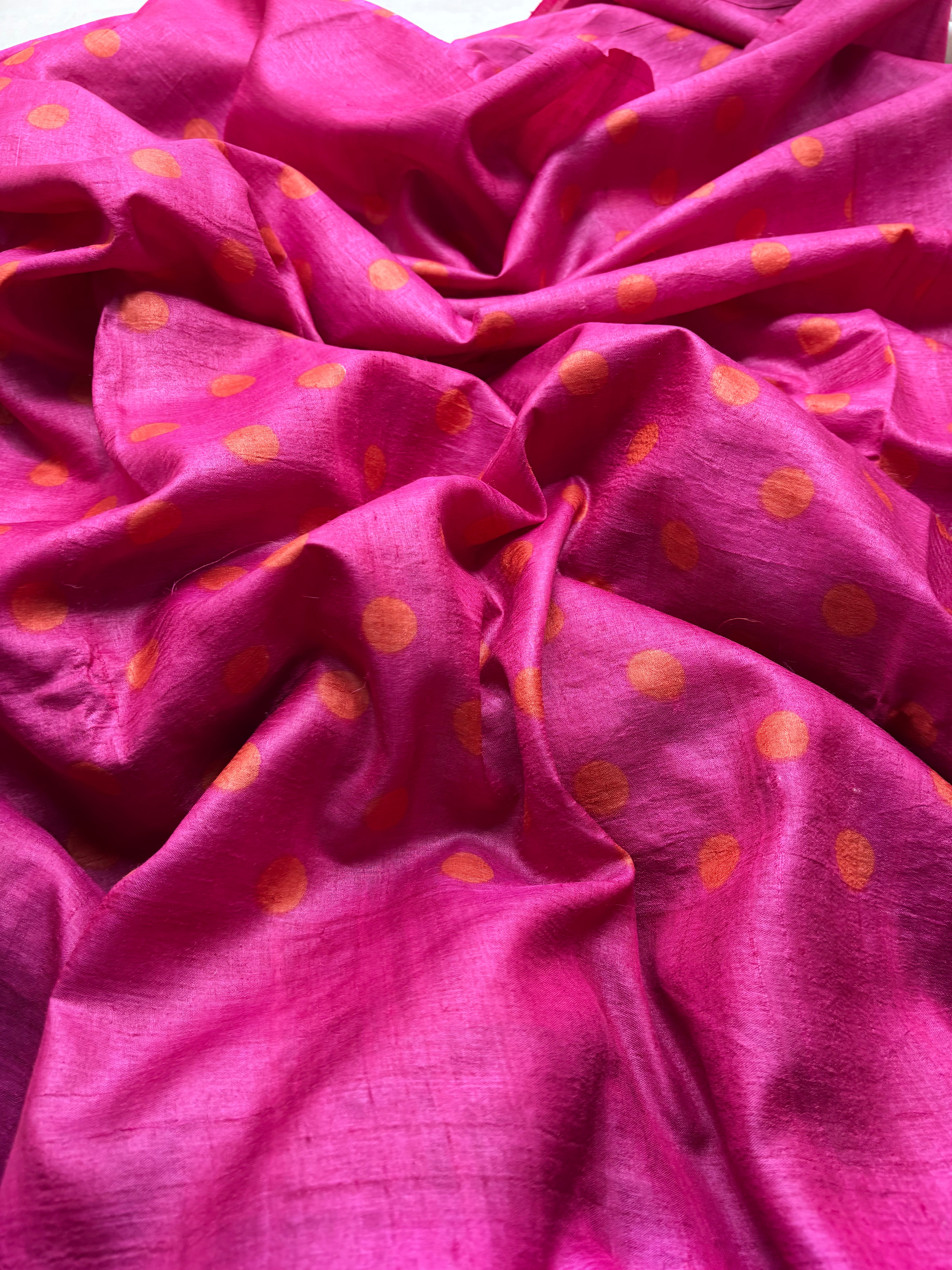 Pink Tussar Saree